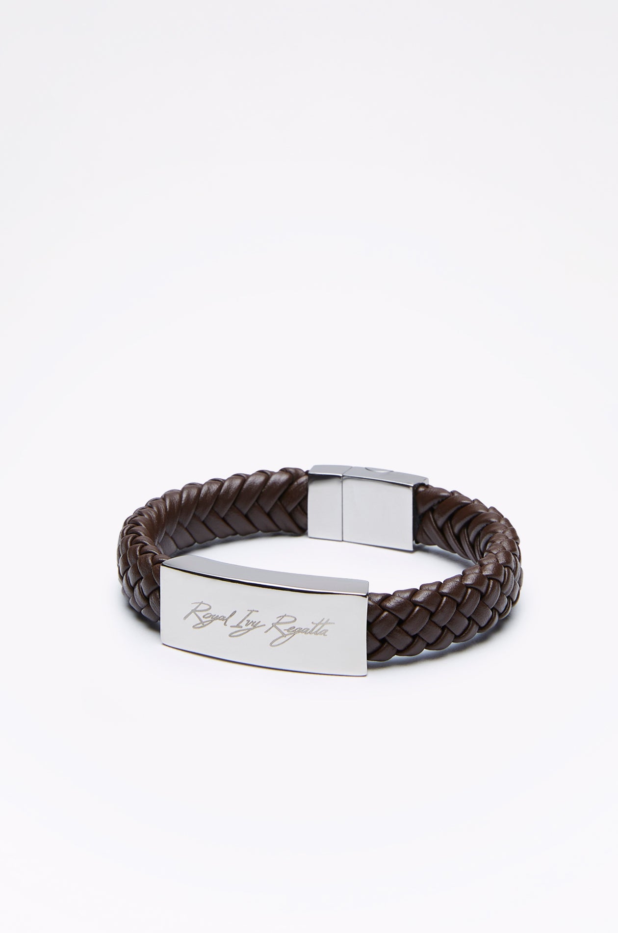 CLASSIC BRAIDED LEATHER LOGO BRACELET