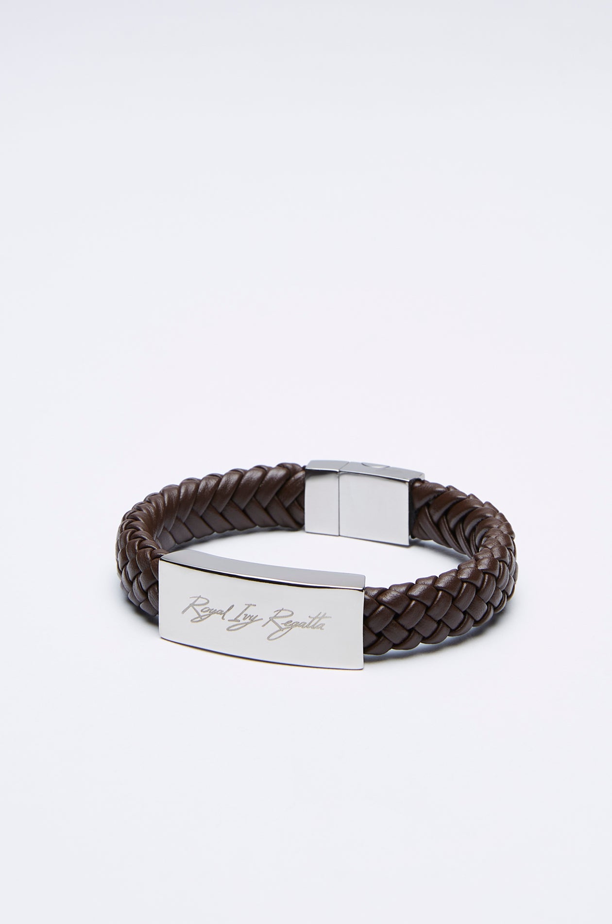 CLASSIC BRAIDED LEATHER LOGO BRACELET