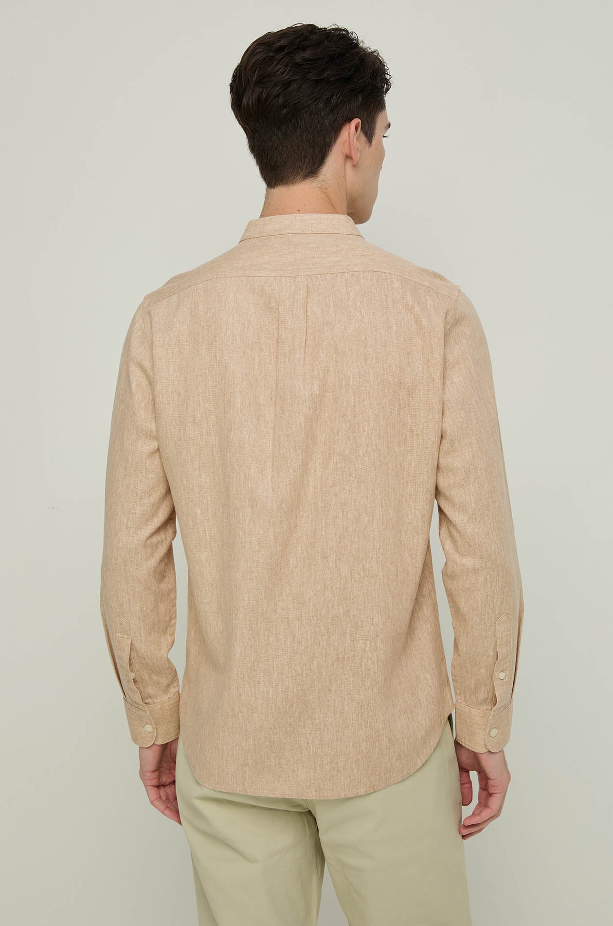 LINEN MANDARIN COLLAR SHIRT