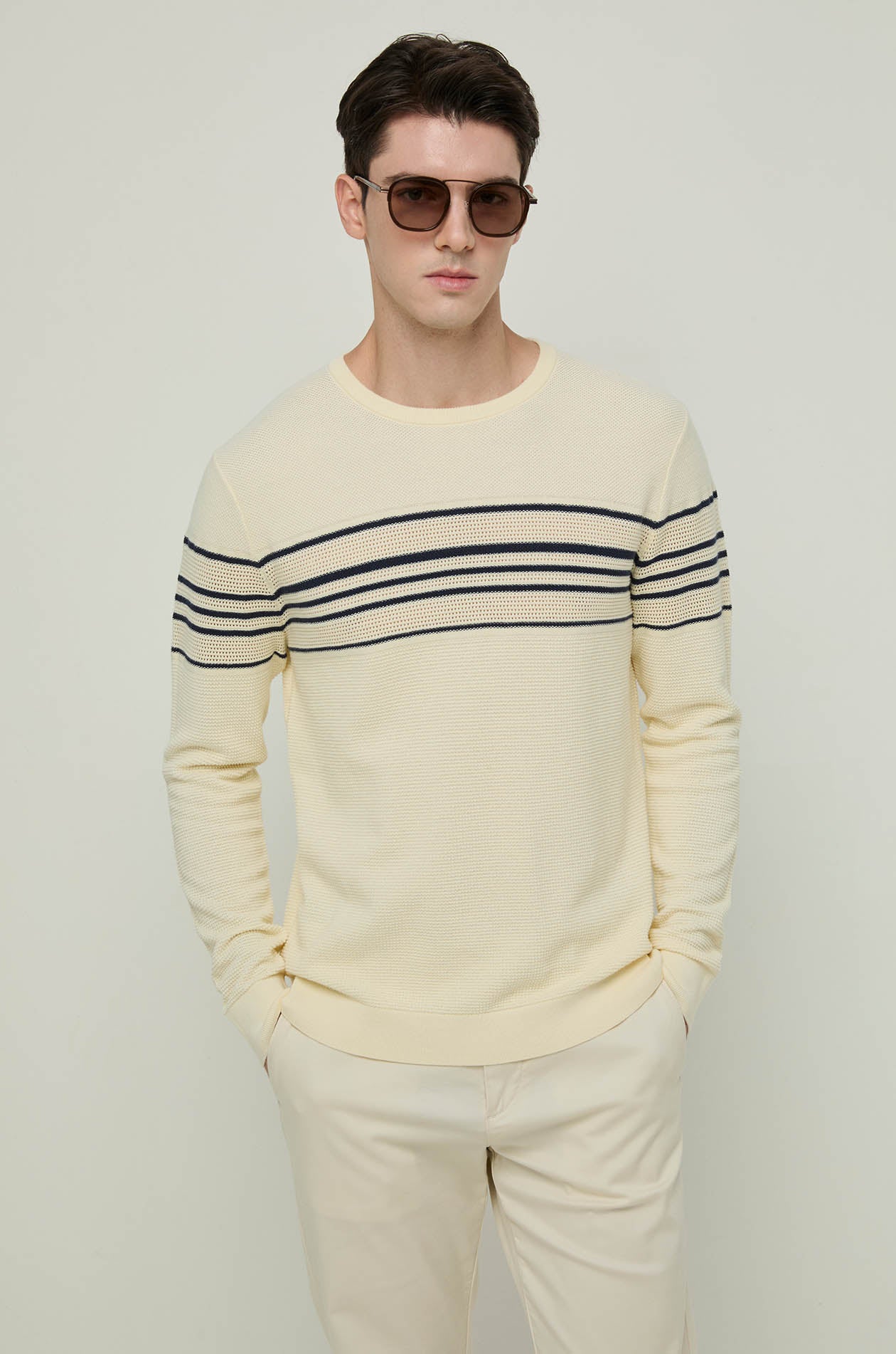 KNITTED STRIPE LONG-SLEEVE TEE