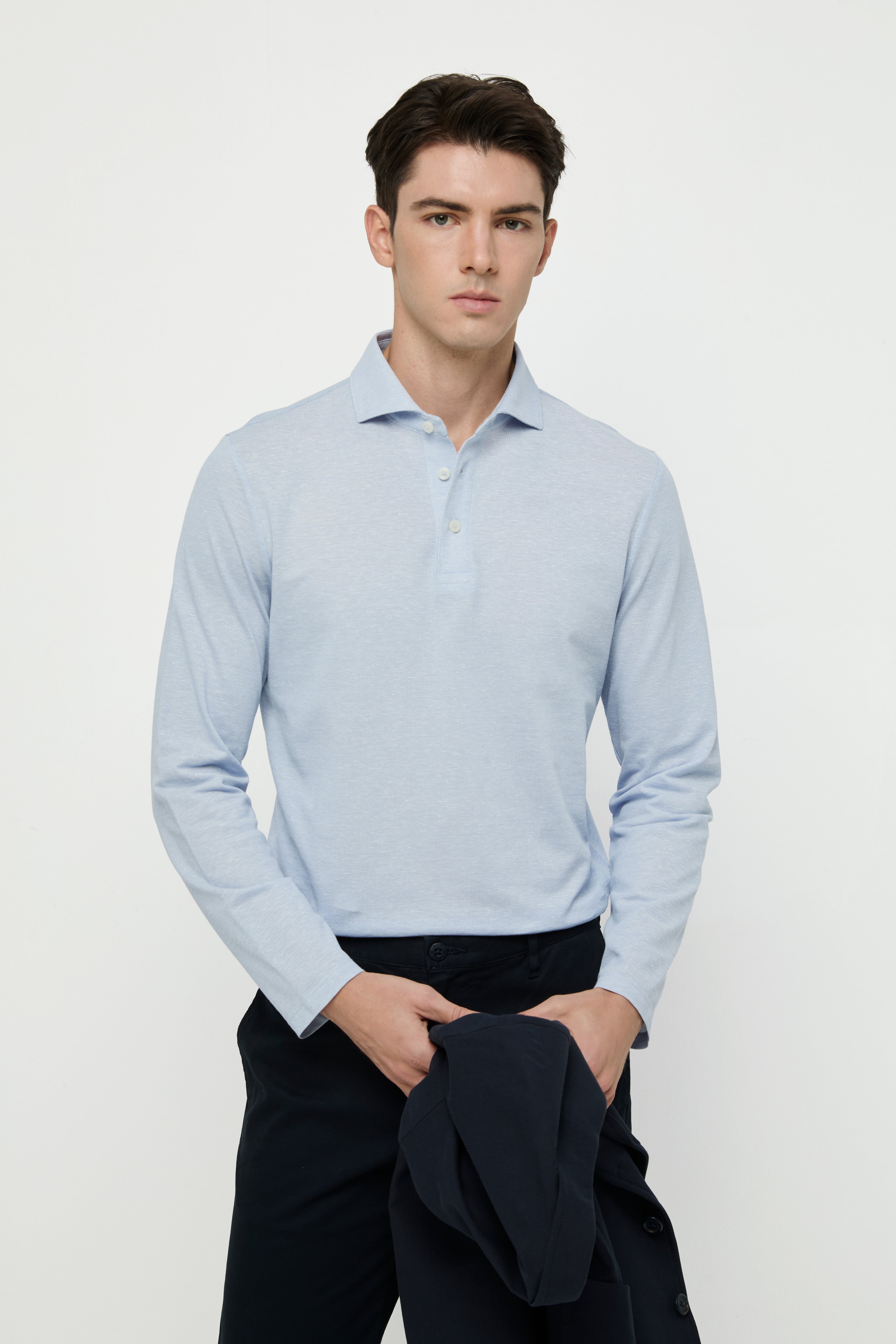 KNITTED LONG-SLEEVE POLO SHIRT