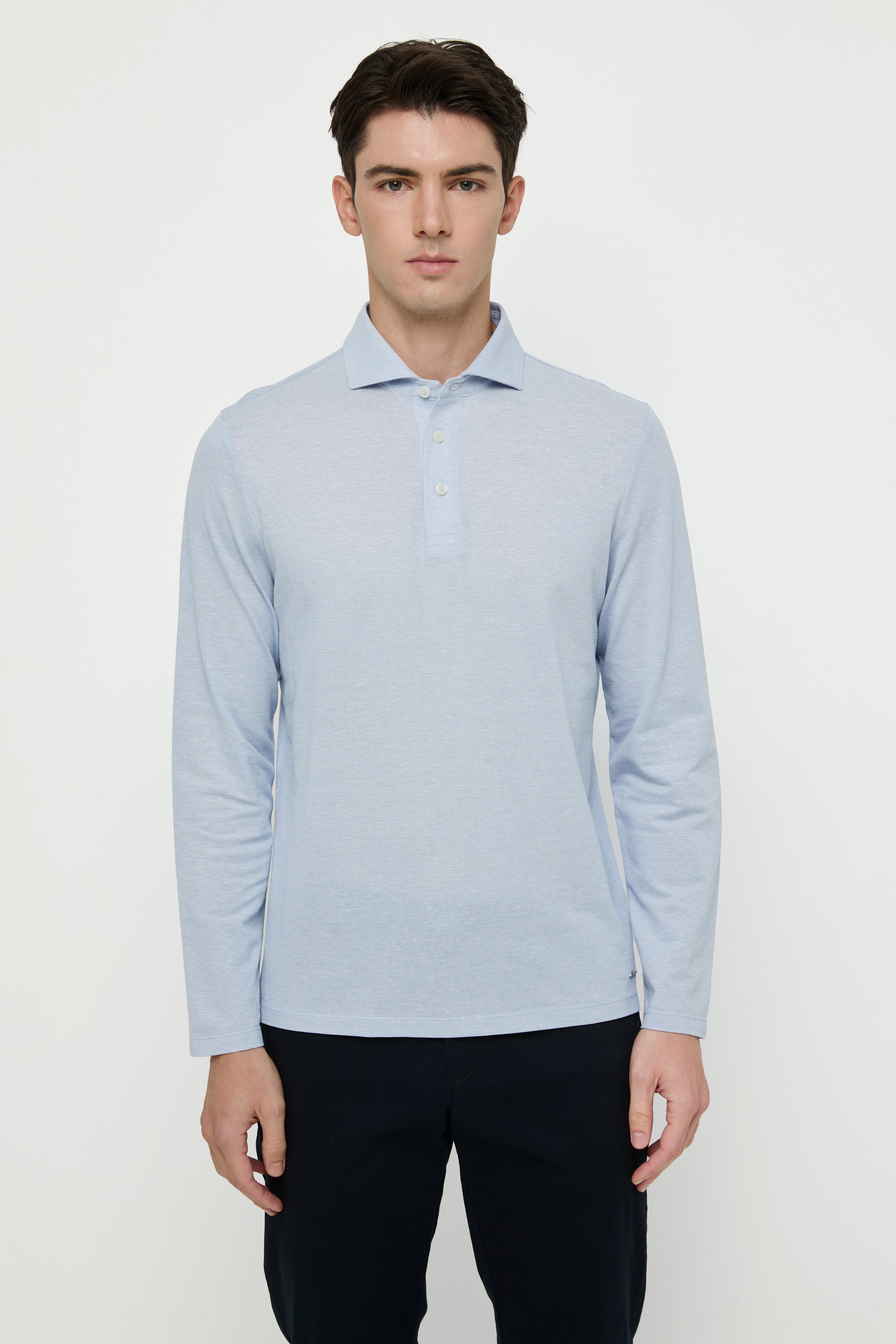 KNITTED LONG-SLEEVE POLO SHIRT