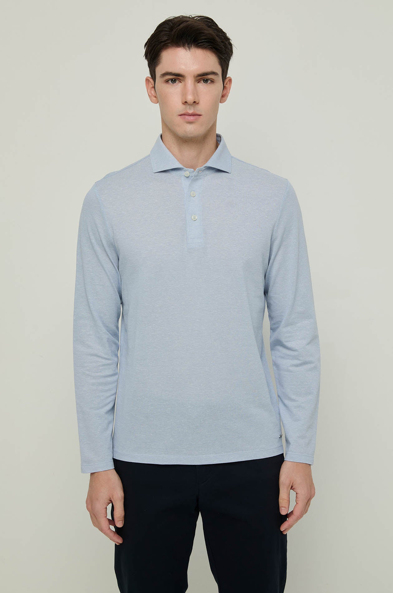 KNITTED LONG-SLEEVE POLO SHIRT