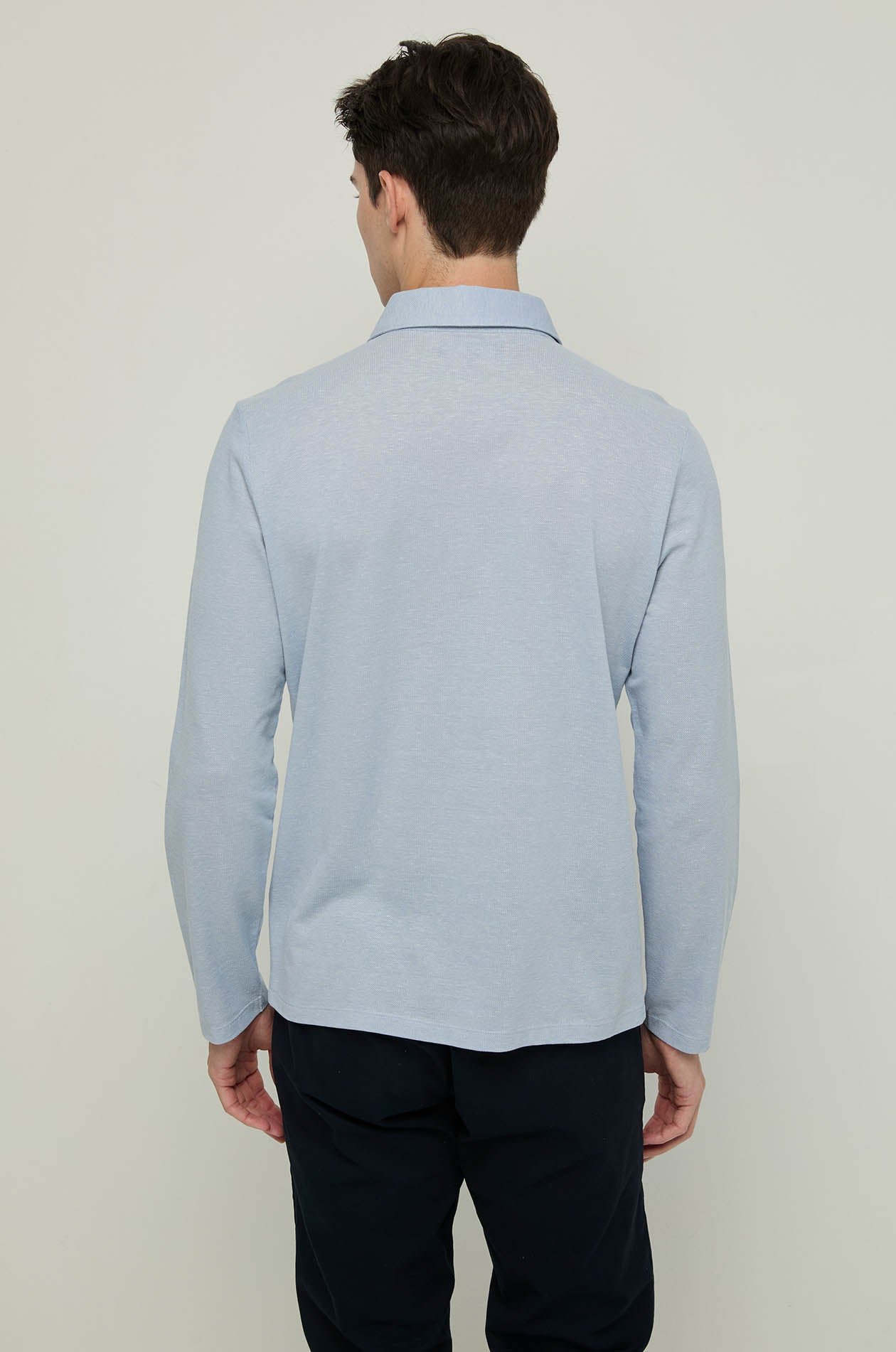 KNITTED LONG-SLEEVE POLO SHIRT