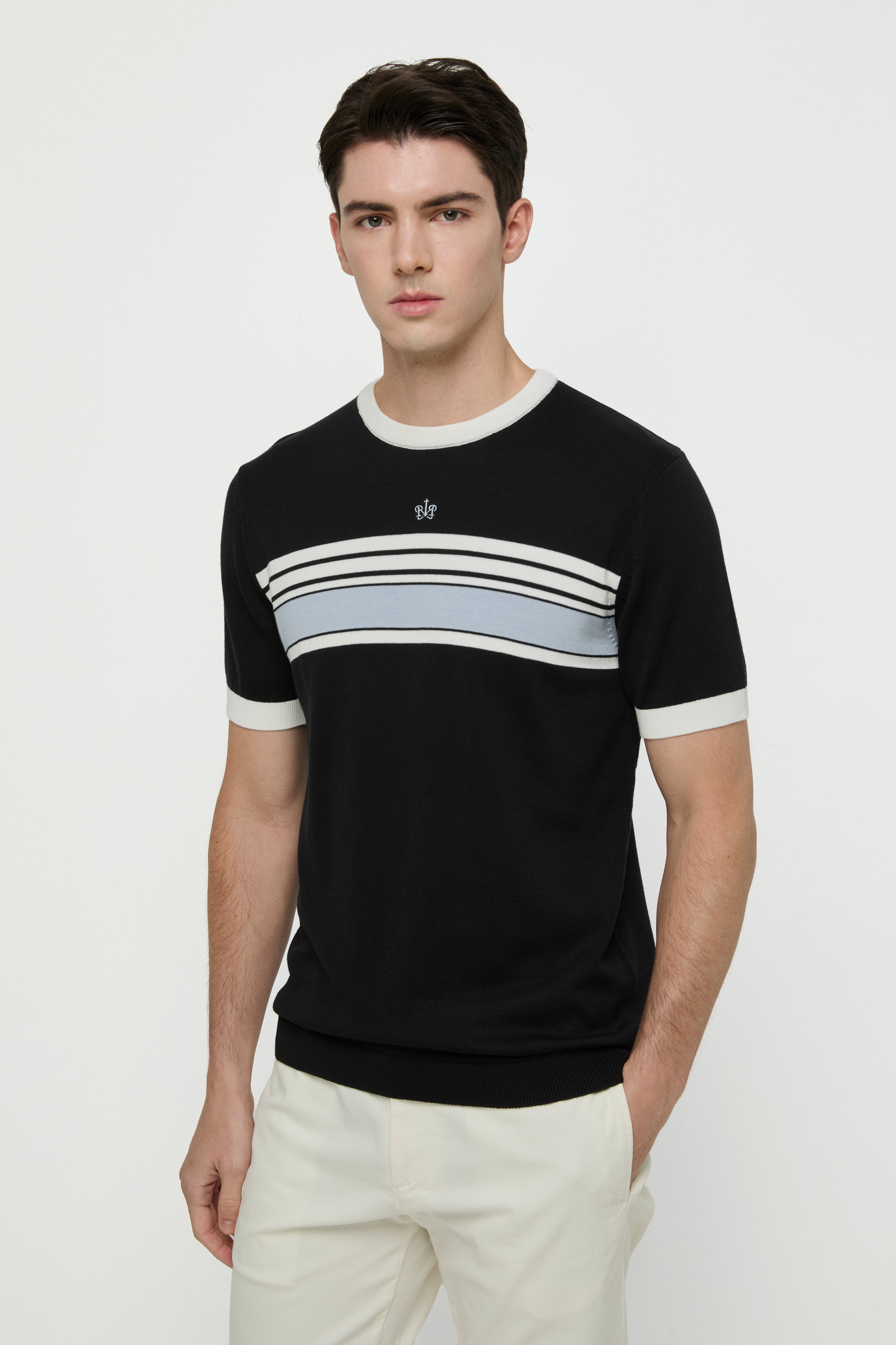 KNITTED BORDER STRIPE T-SHIRTS