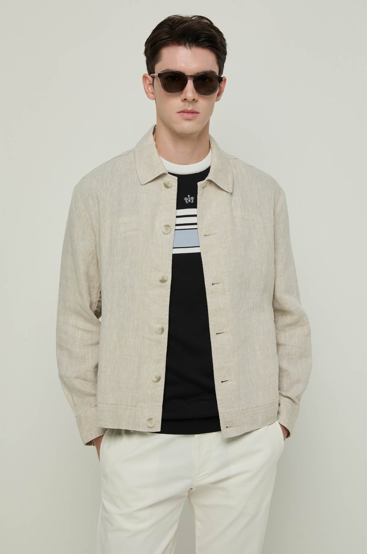 KNITTED BORDER STRIPE TEE