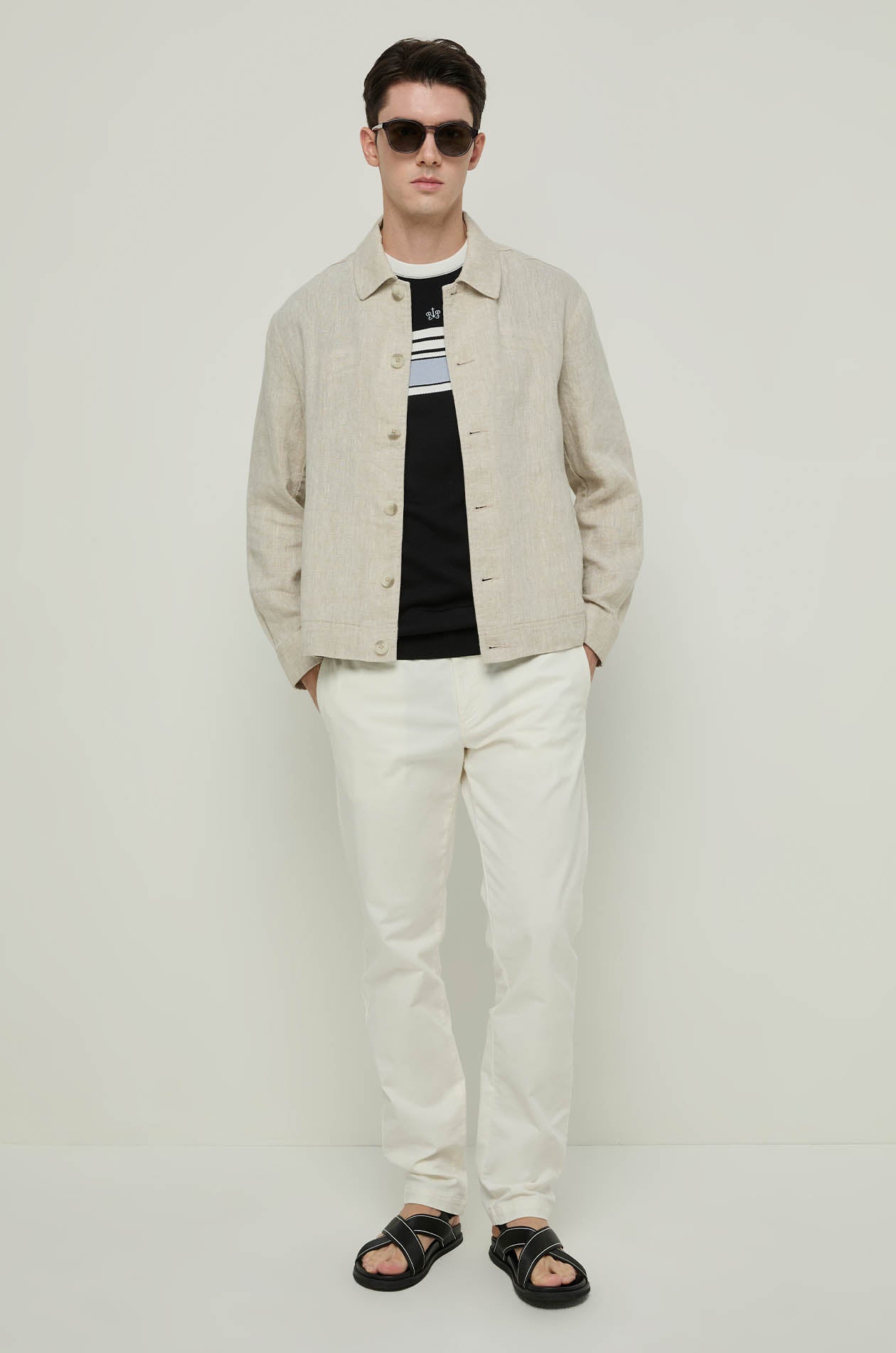 KNITTED BORDER STRIPE TEE