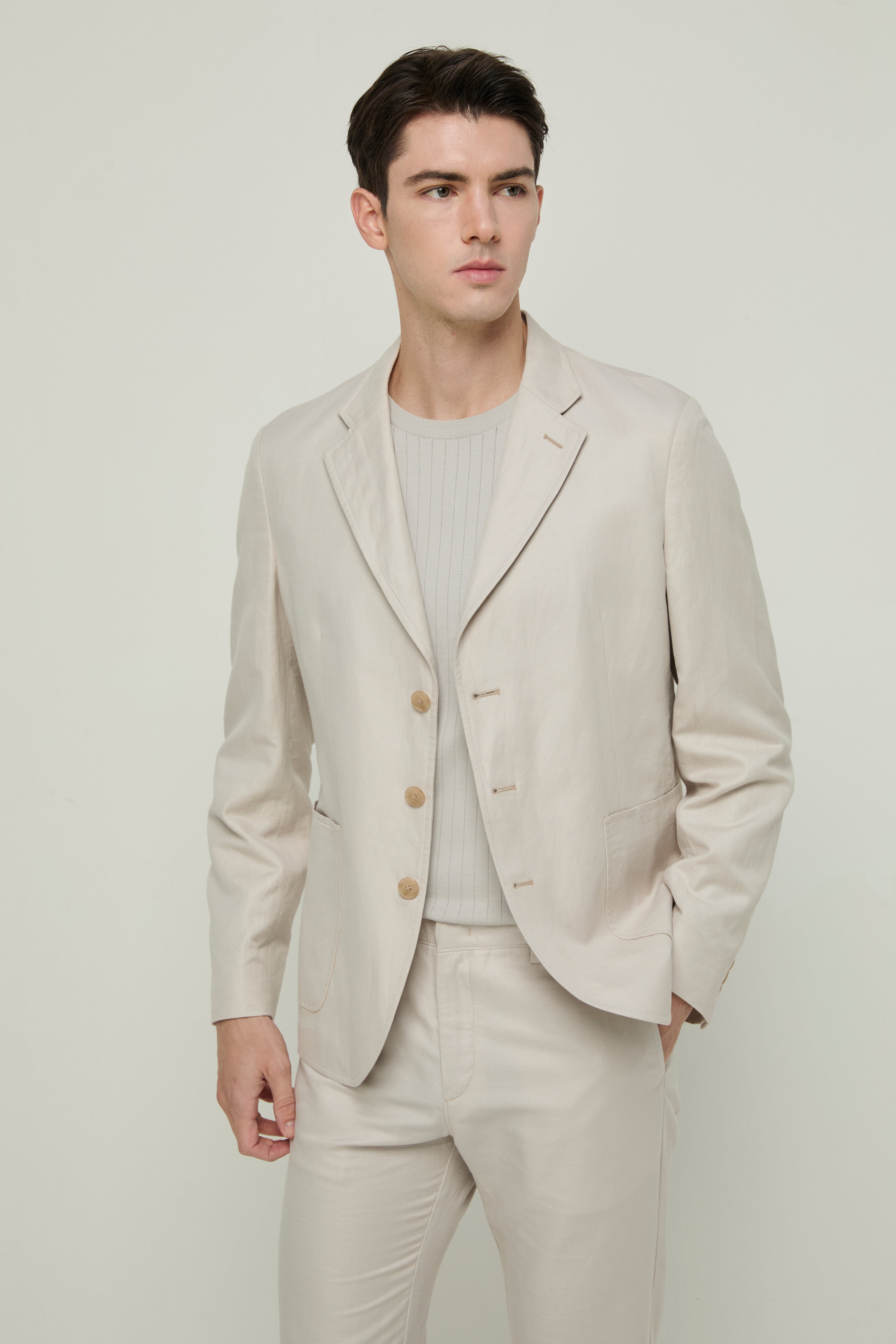 LIGHT GREY LINEN BLAZER