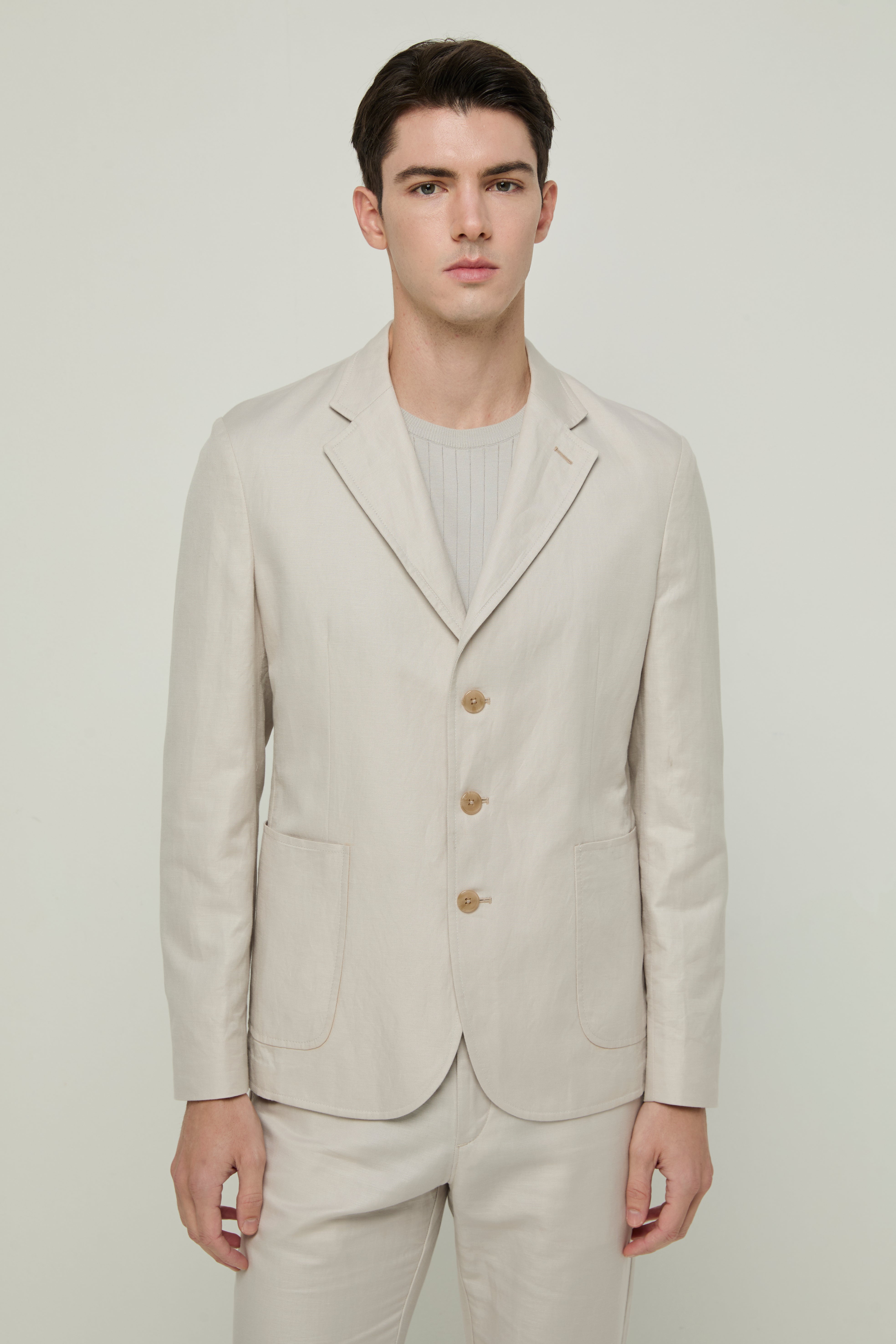 LIGHT GREY LINEN BLAZER