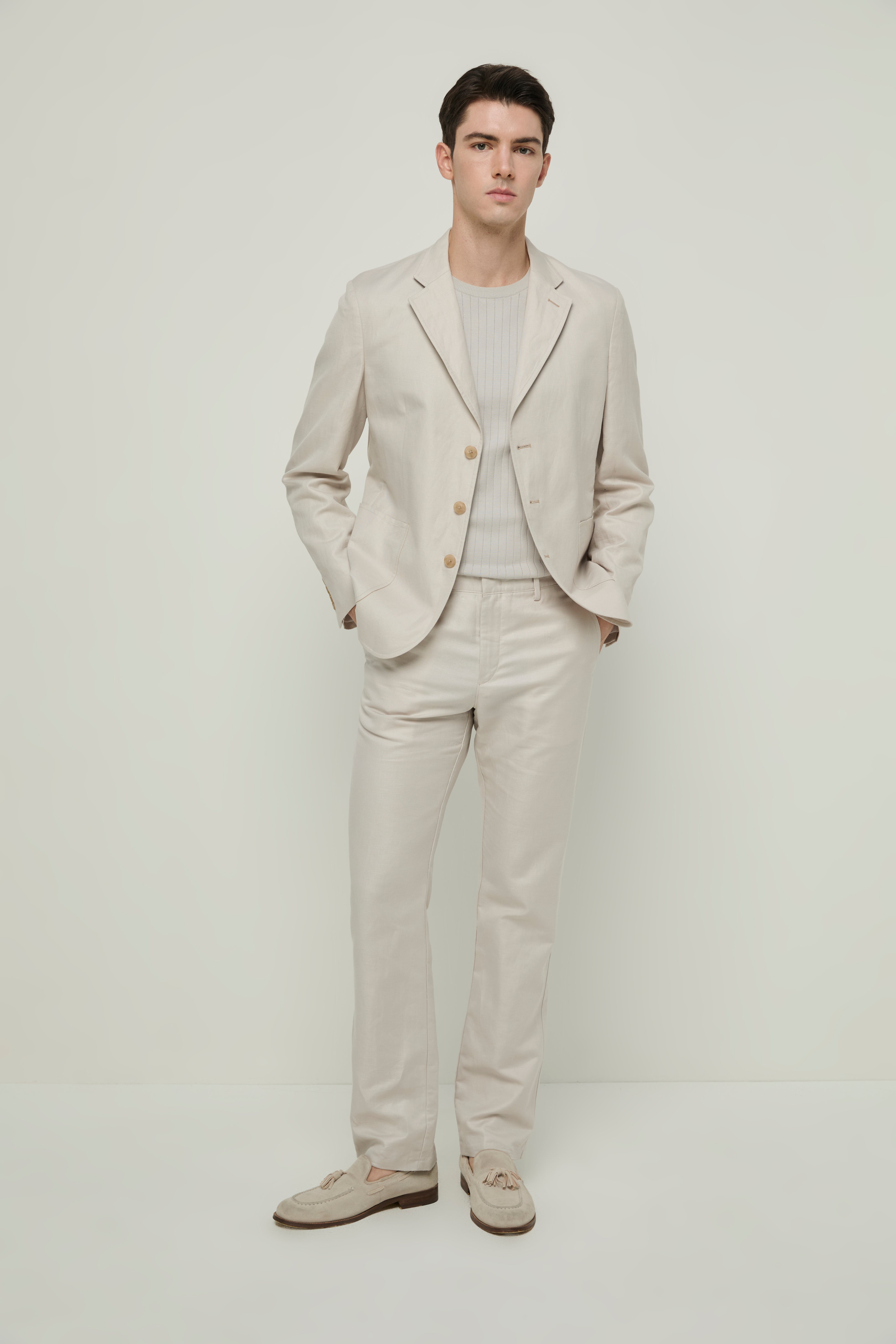 LIGHT GREY LINEN BLAZER