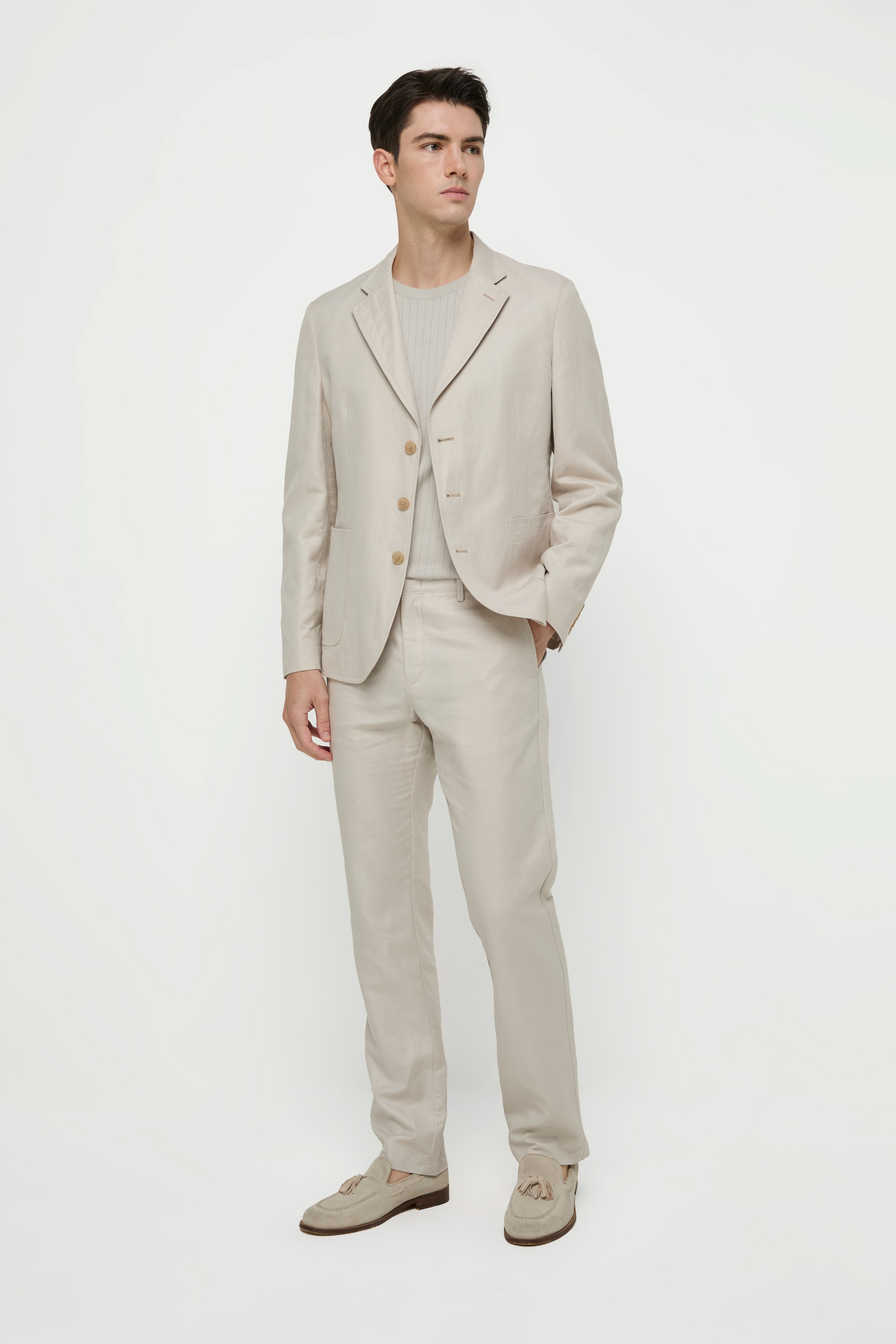 LIGHT GREY LINEN PANTS