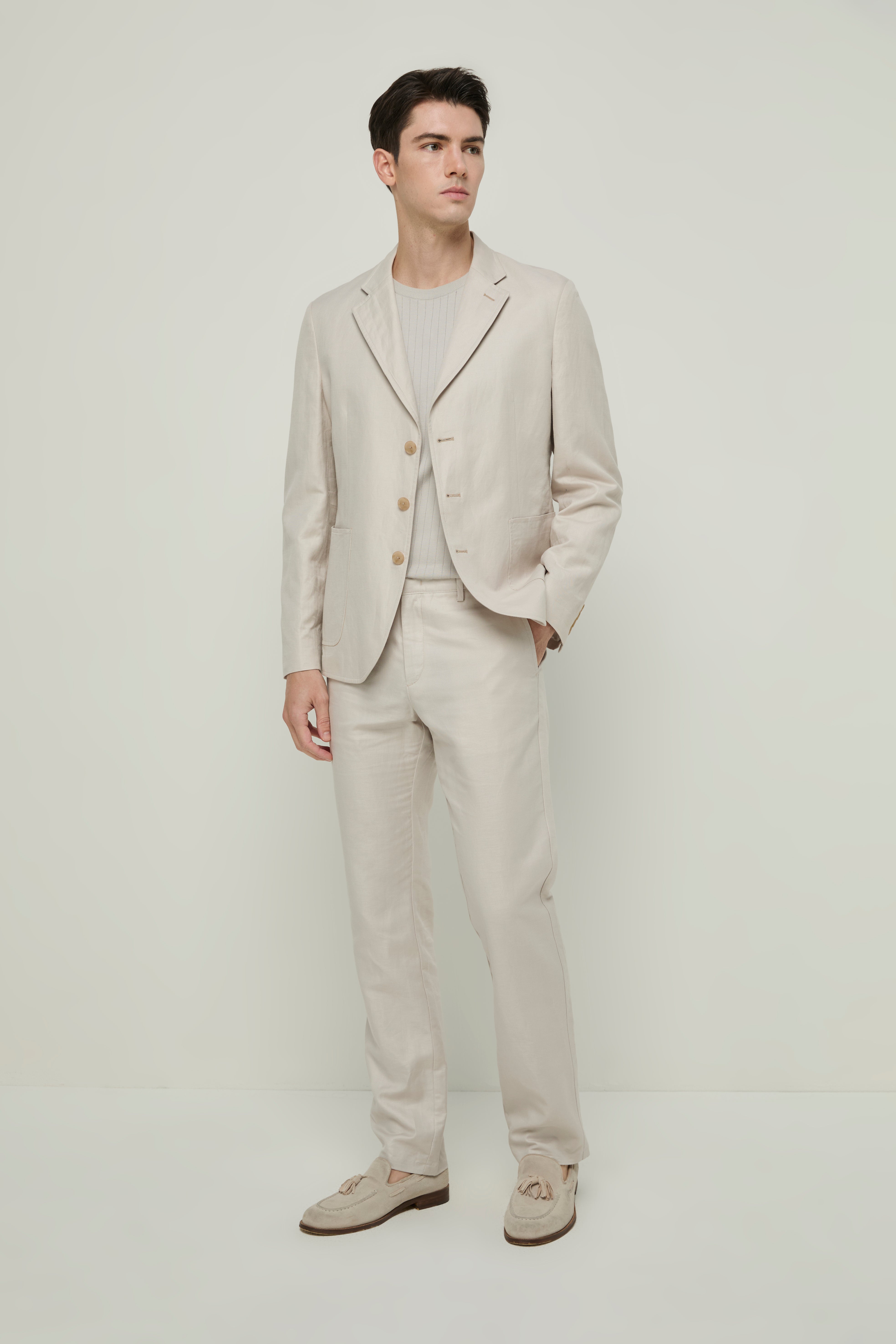 LIGHT GREY LINEN PANTS