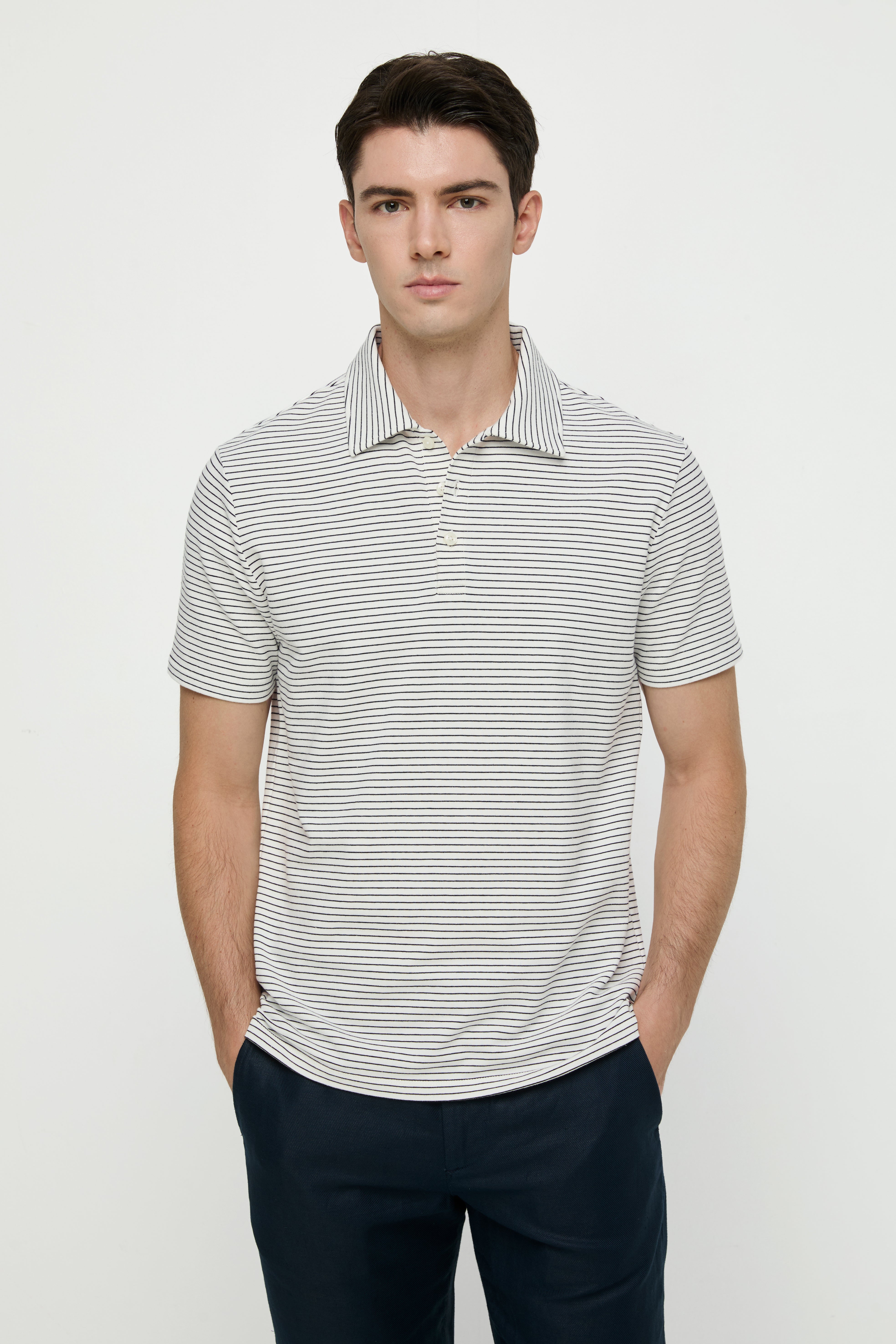 NAVY STRIPED POLO SHIRTS