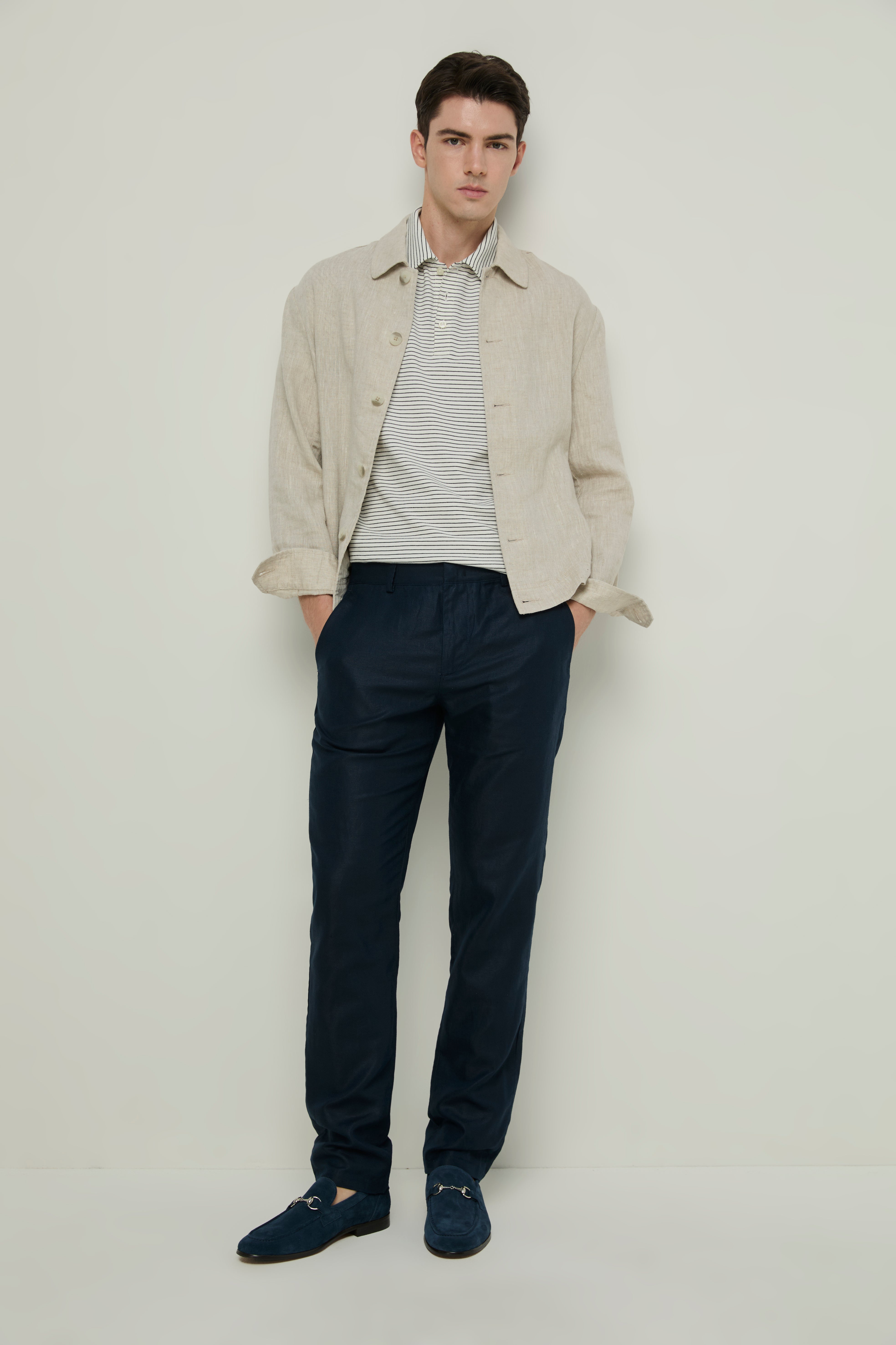 NAVY STRIPED POLO SHIRT