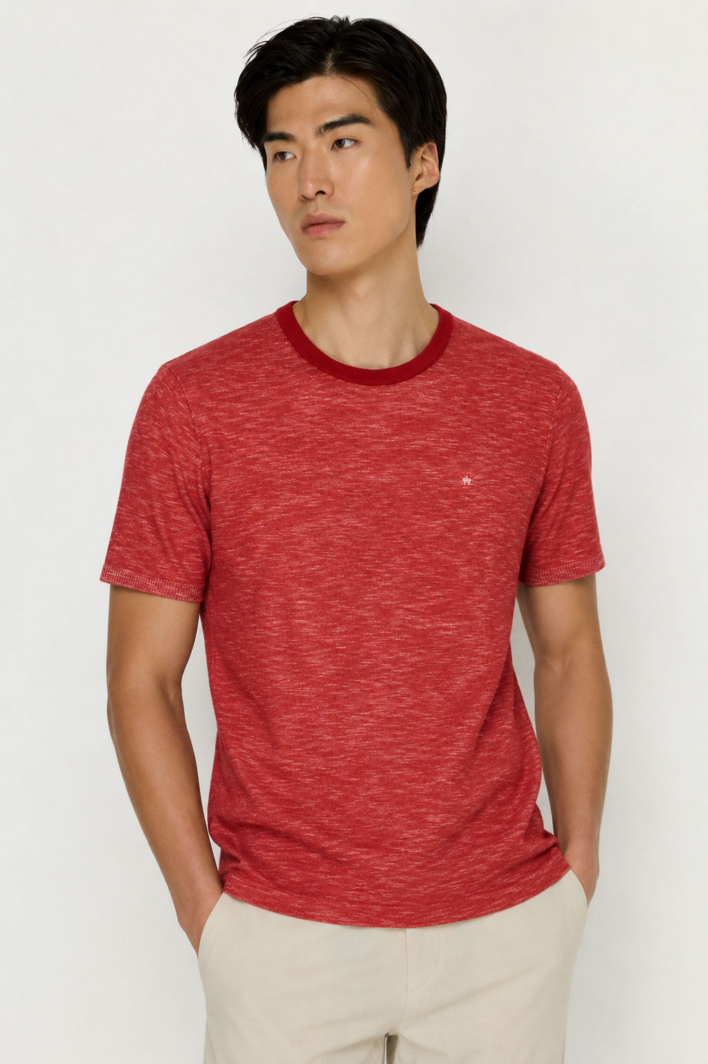 MELANGE KNIT CREWNECK T-SHIRT