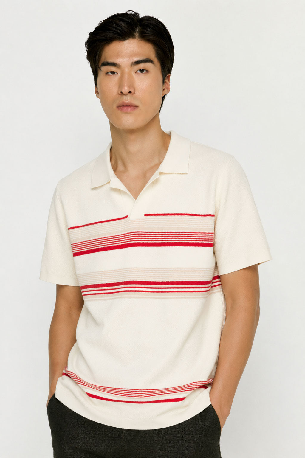 STRIPE DETAIL KNIT POLO
