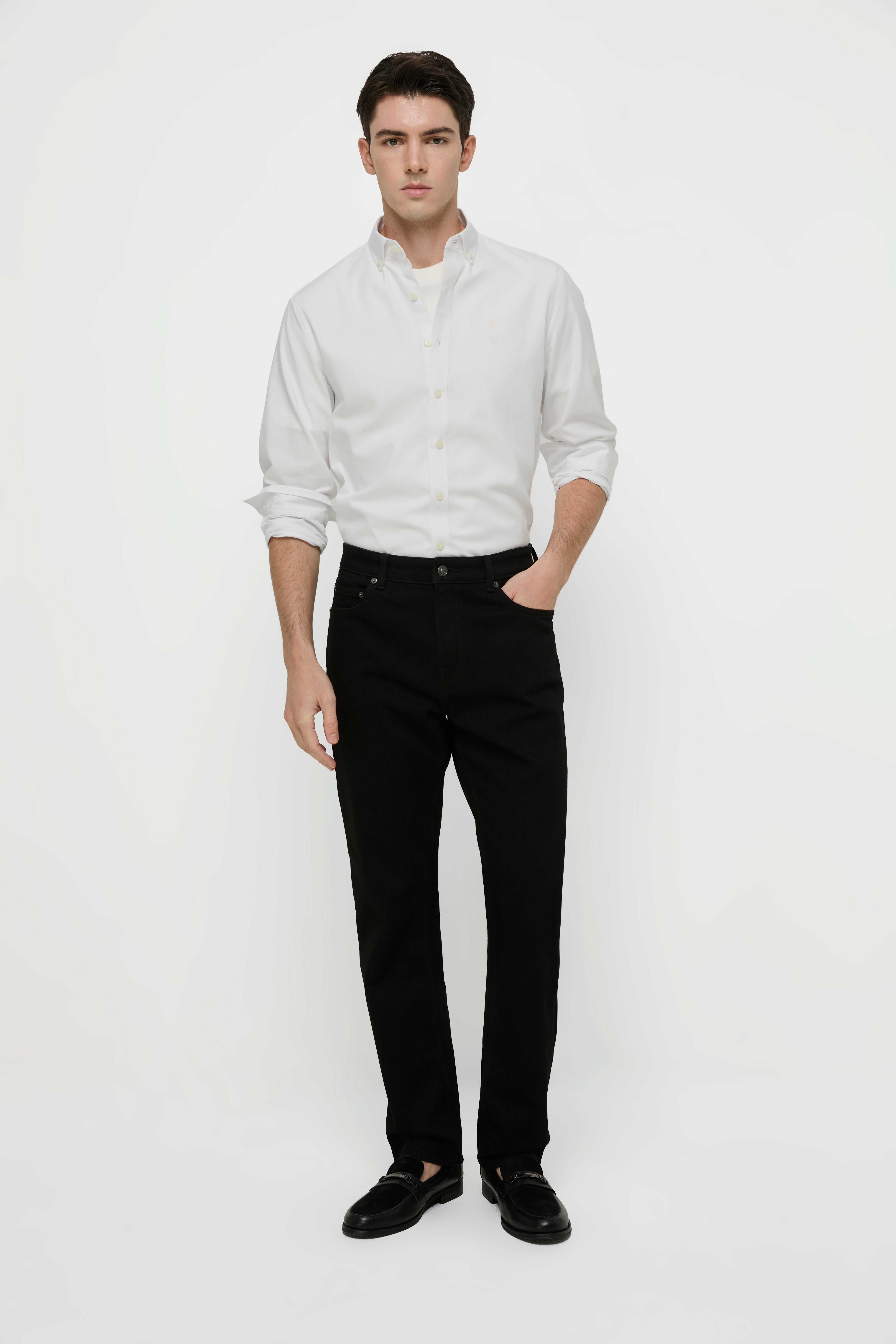 BLACK REGULAR-FIT JEANS