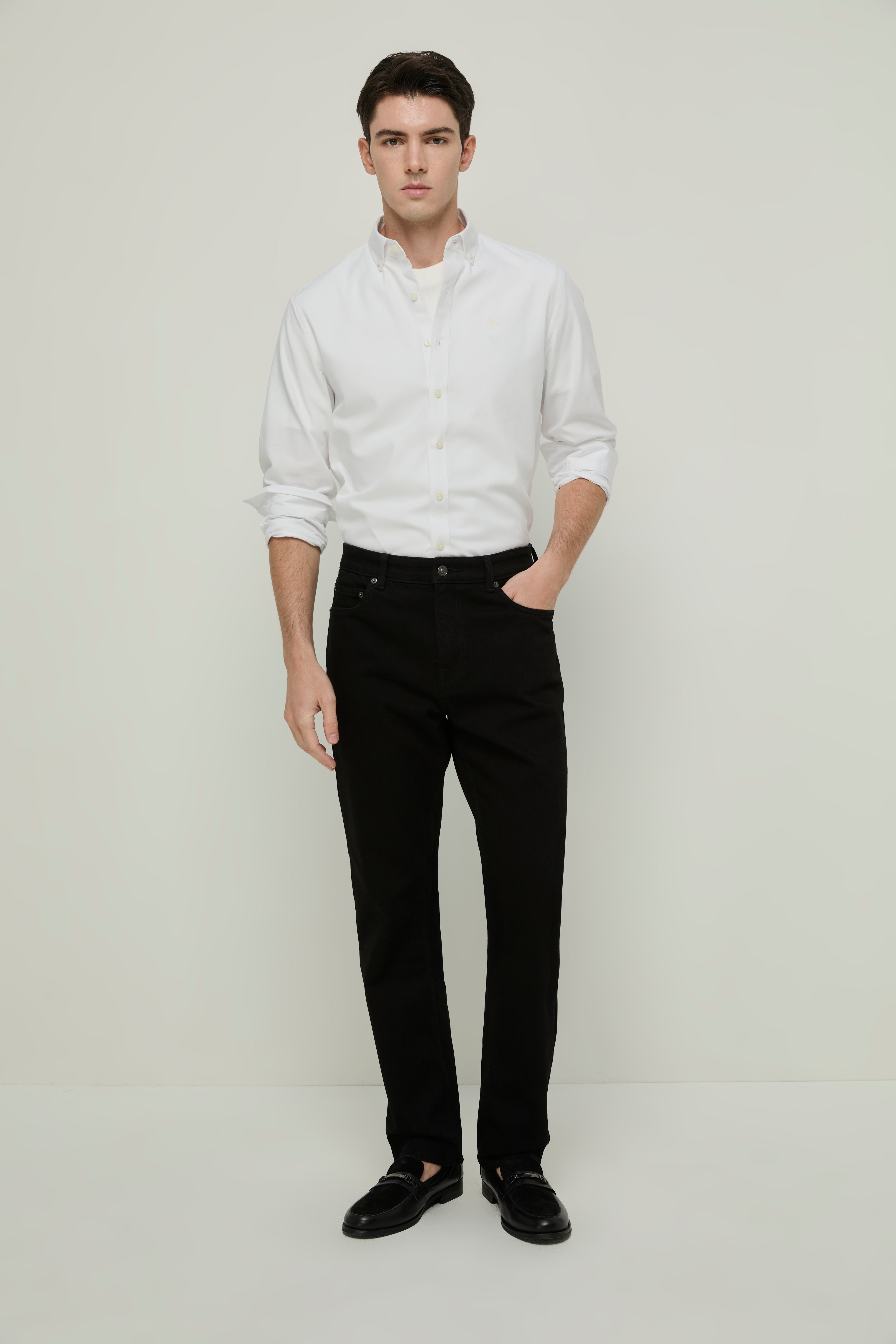 BLACK REGULAR-FIT JEANS