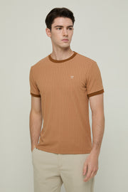EMBROIDERED LOGO RIBBED TEE