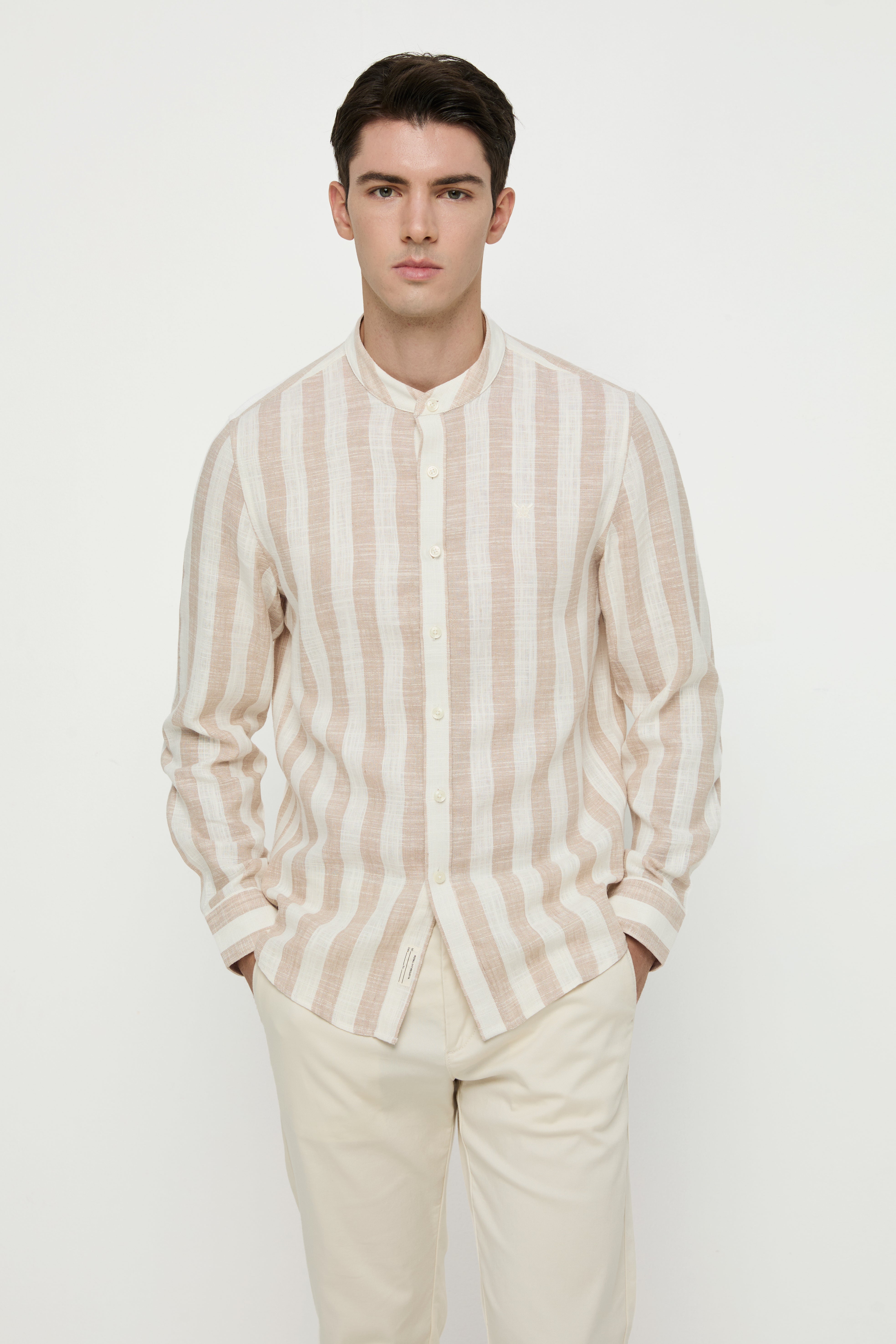 STRIPED BEIGE LINEN SHIRT