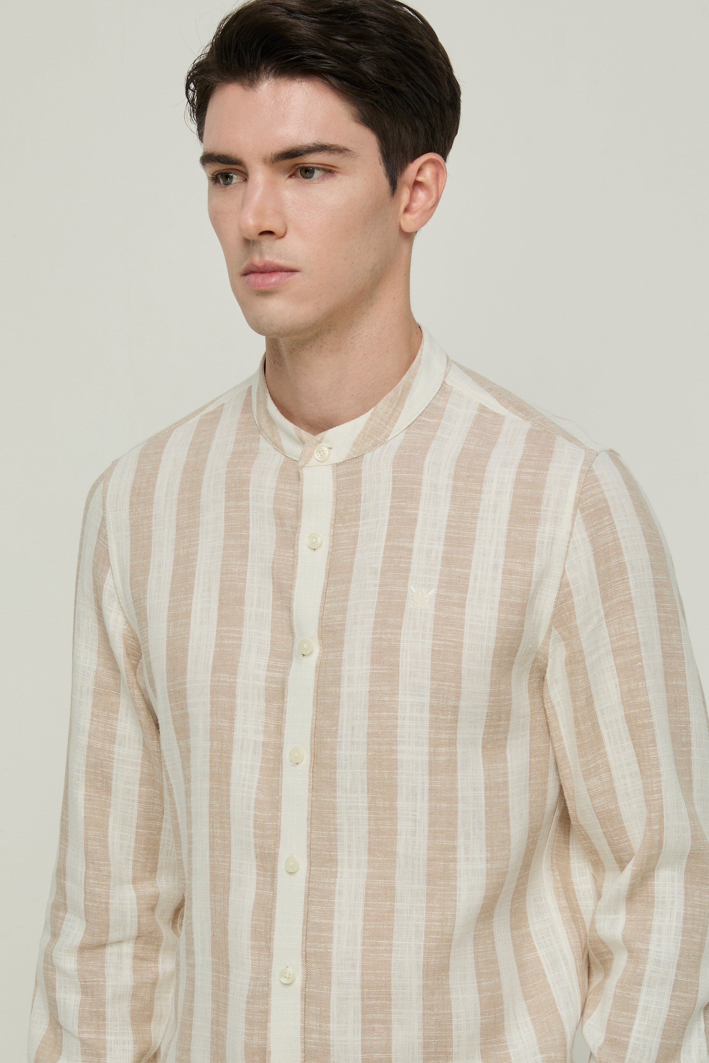 STRIPED BEIGE LINEN SHIRT