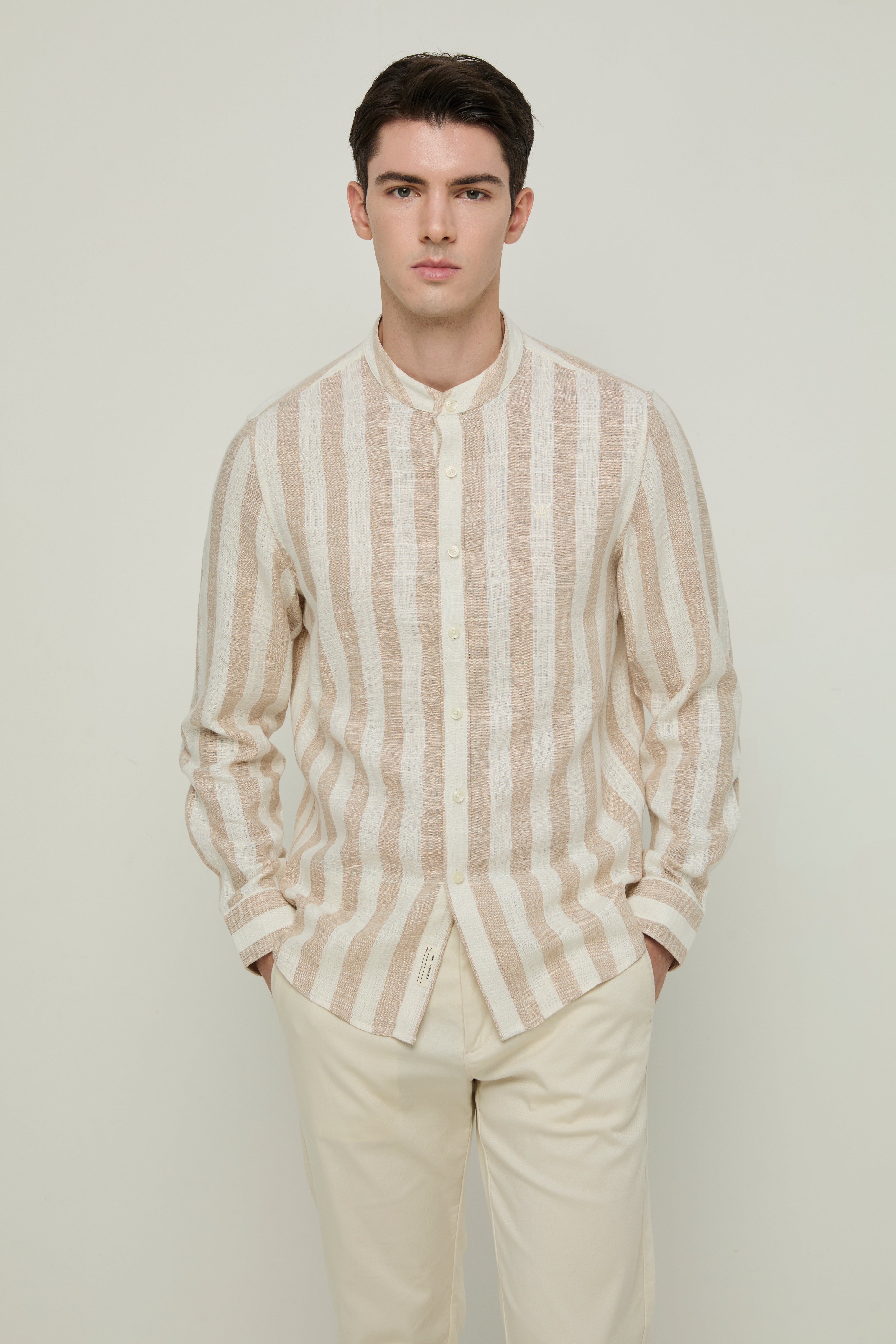 STRIPED BEIGE LINEN SHIRT