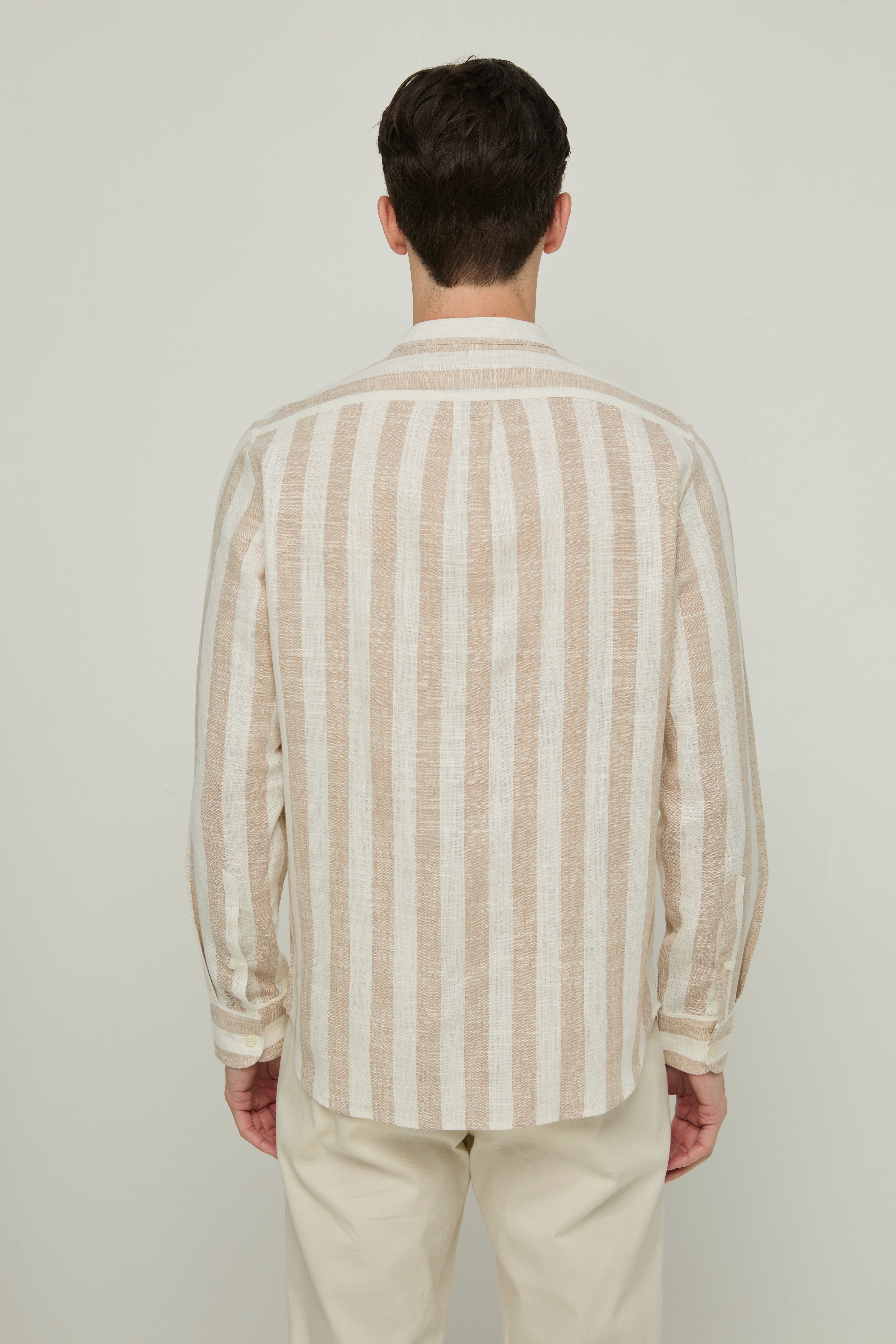 STRIPED BEIGE LINEN SHIRT