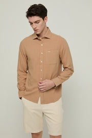 BROWN STRIPED LONG-SLEEVE SHIRT
