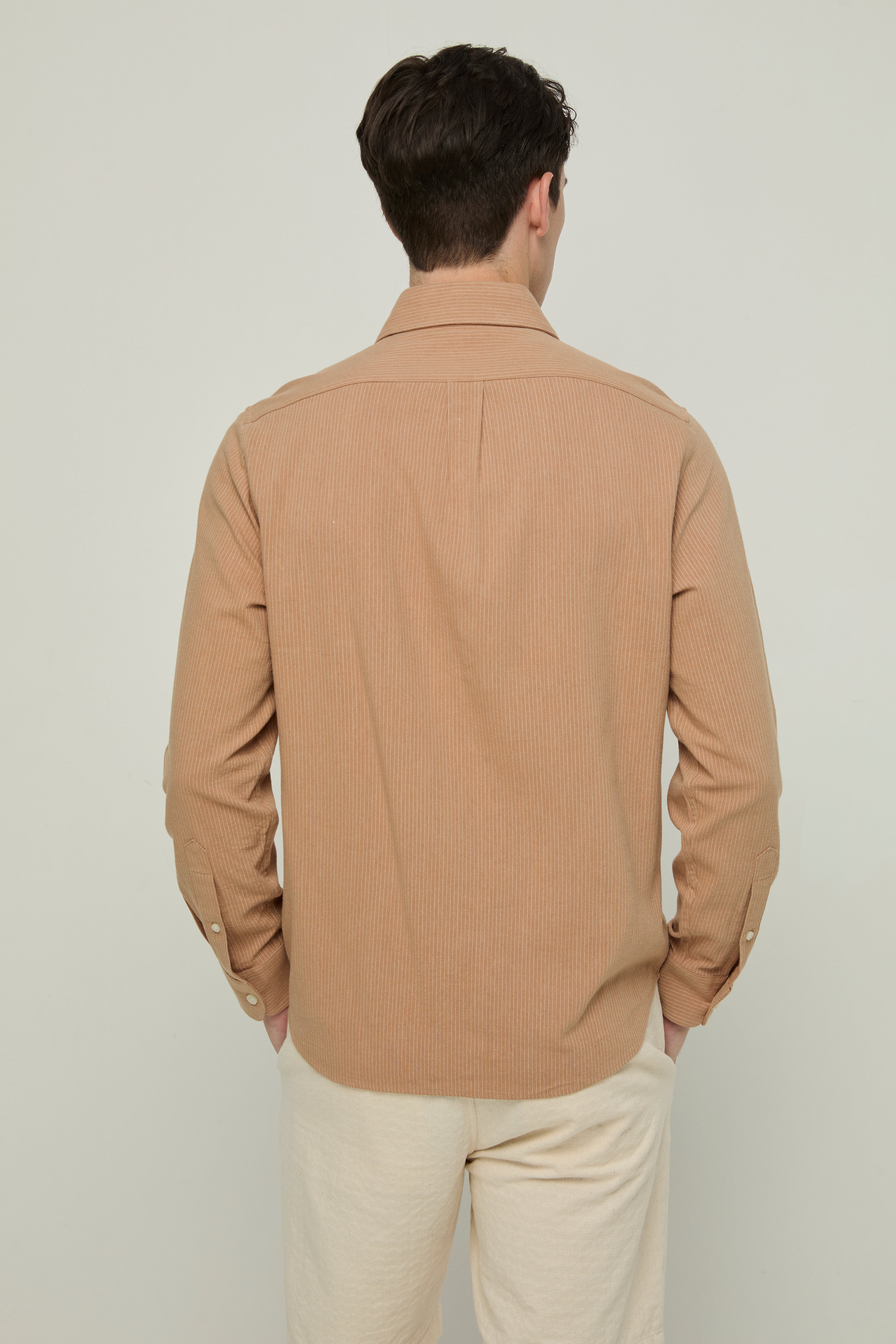 BROWN STRIPED LONG-SLEEVE SHIRT