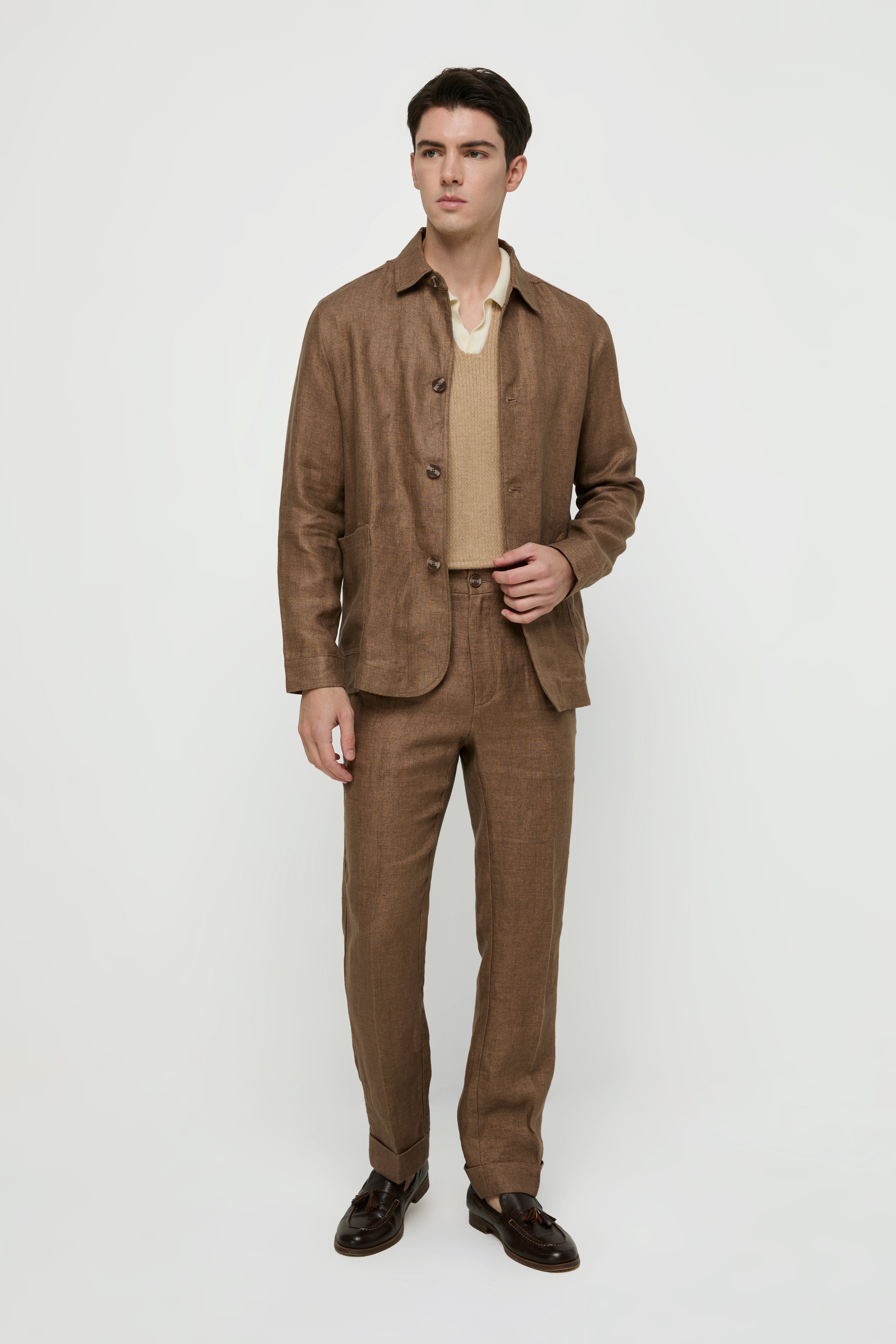 CUFFED LINEN TROUSERS