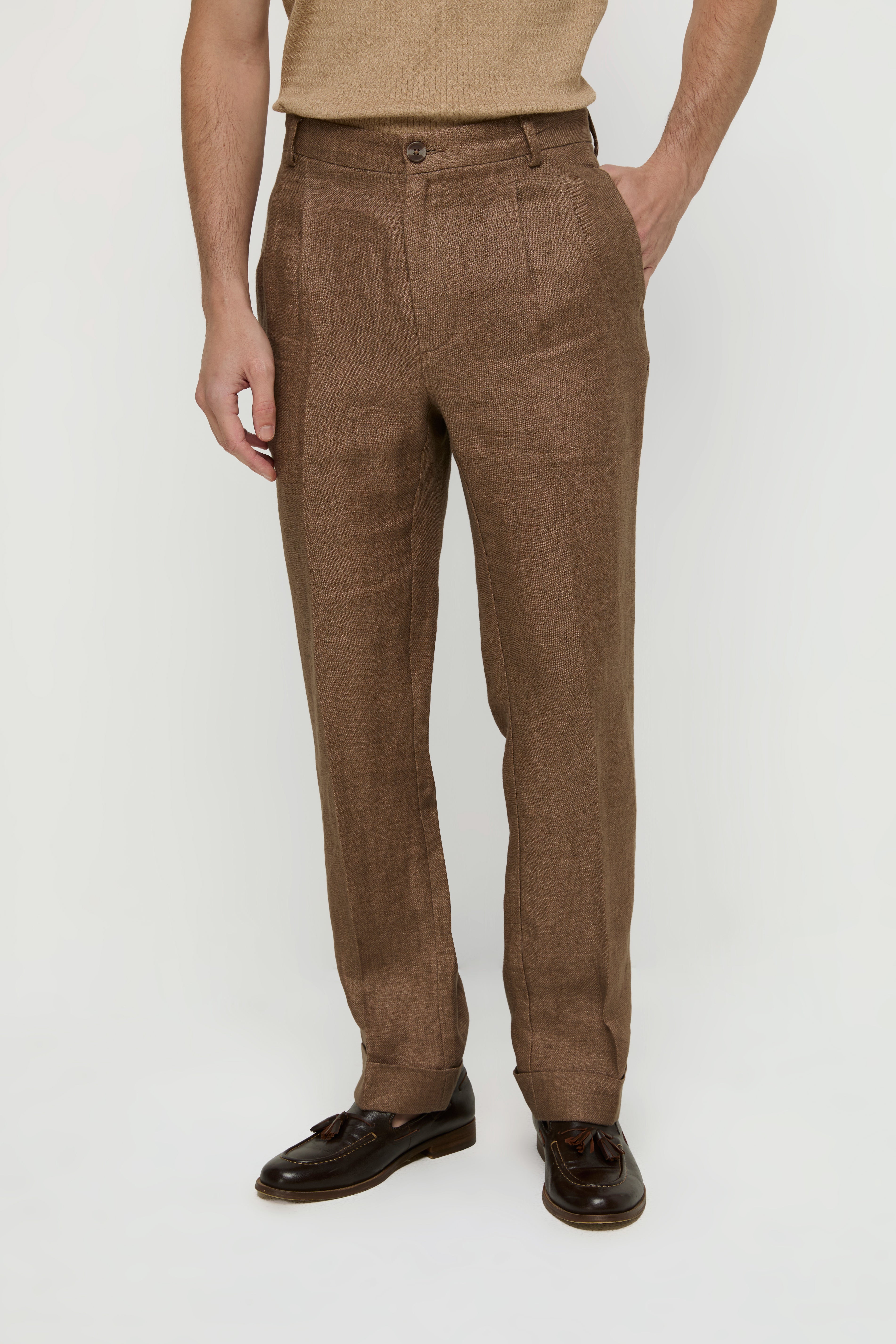 CUFFED LINEN TROUSERS