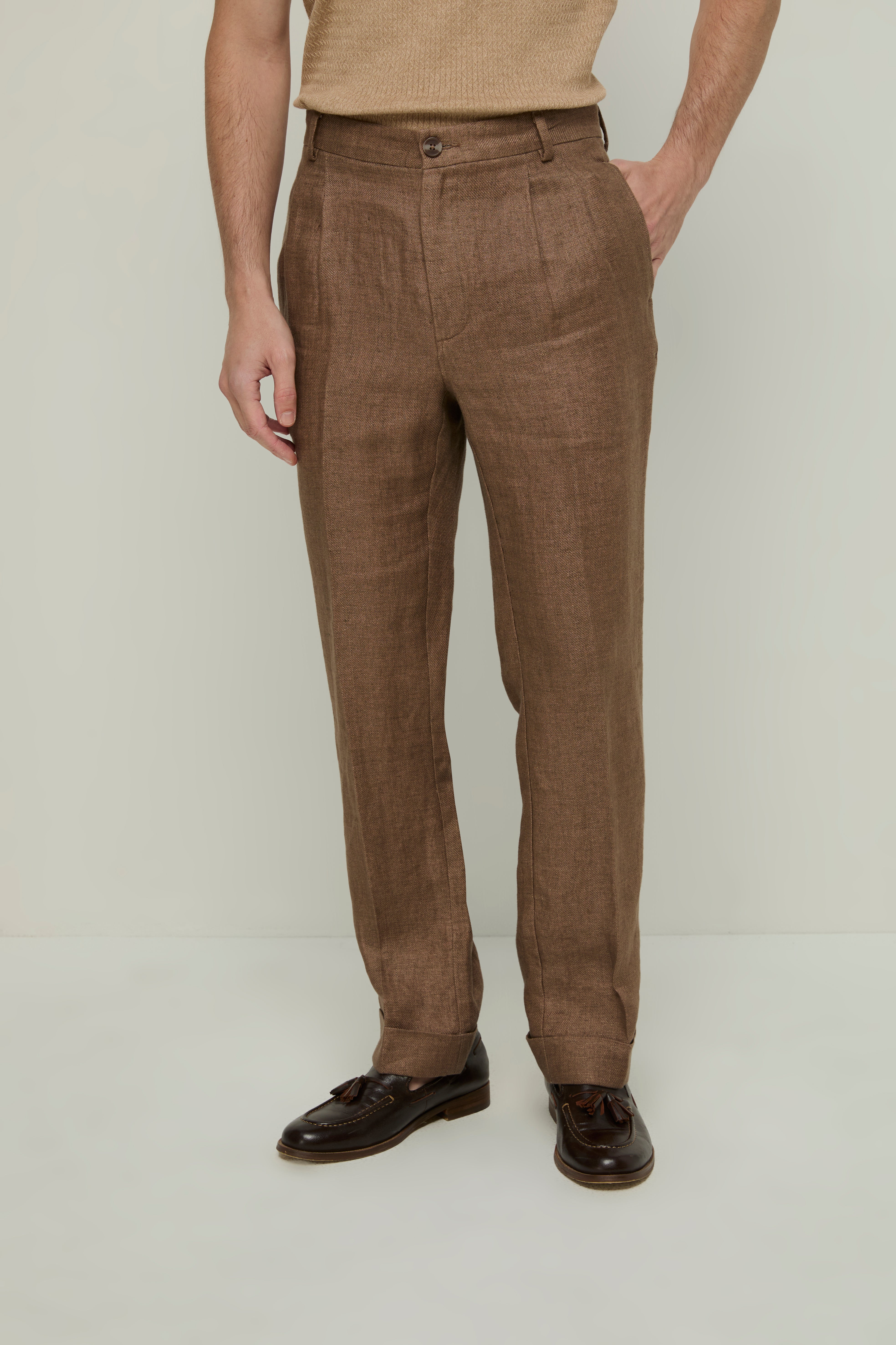 CUFFED LINEN TROUSERS