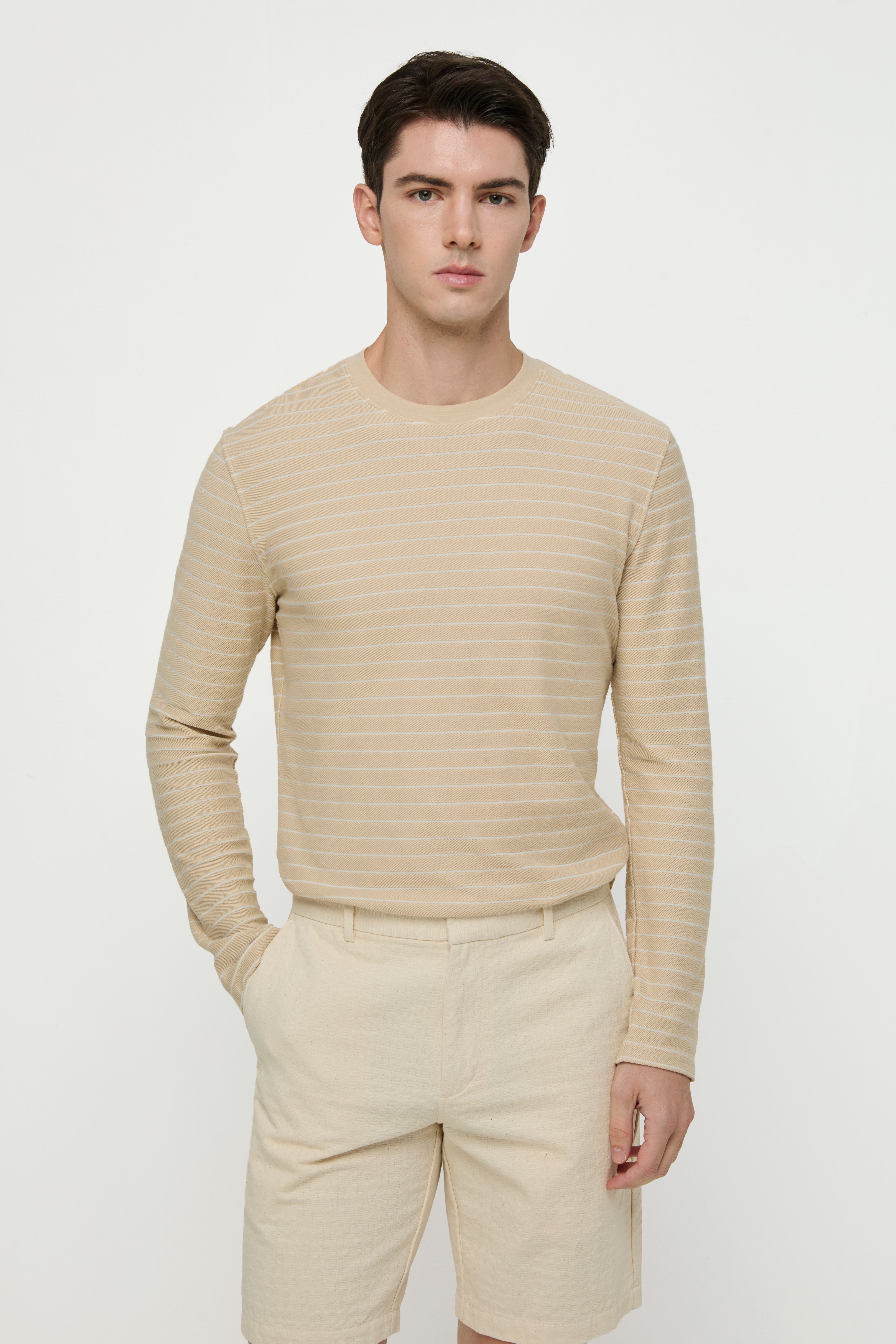 STRIPED JACQUARD LONG-SLEEVE TOP
