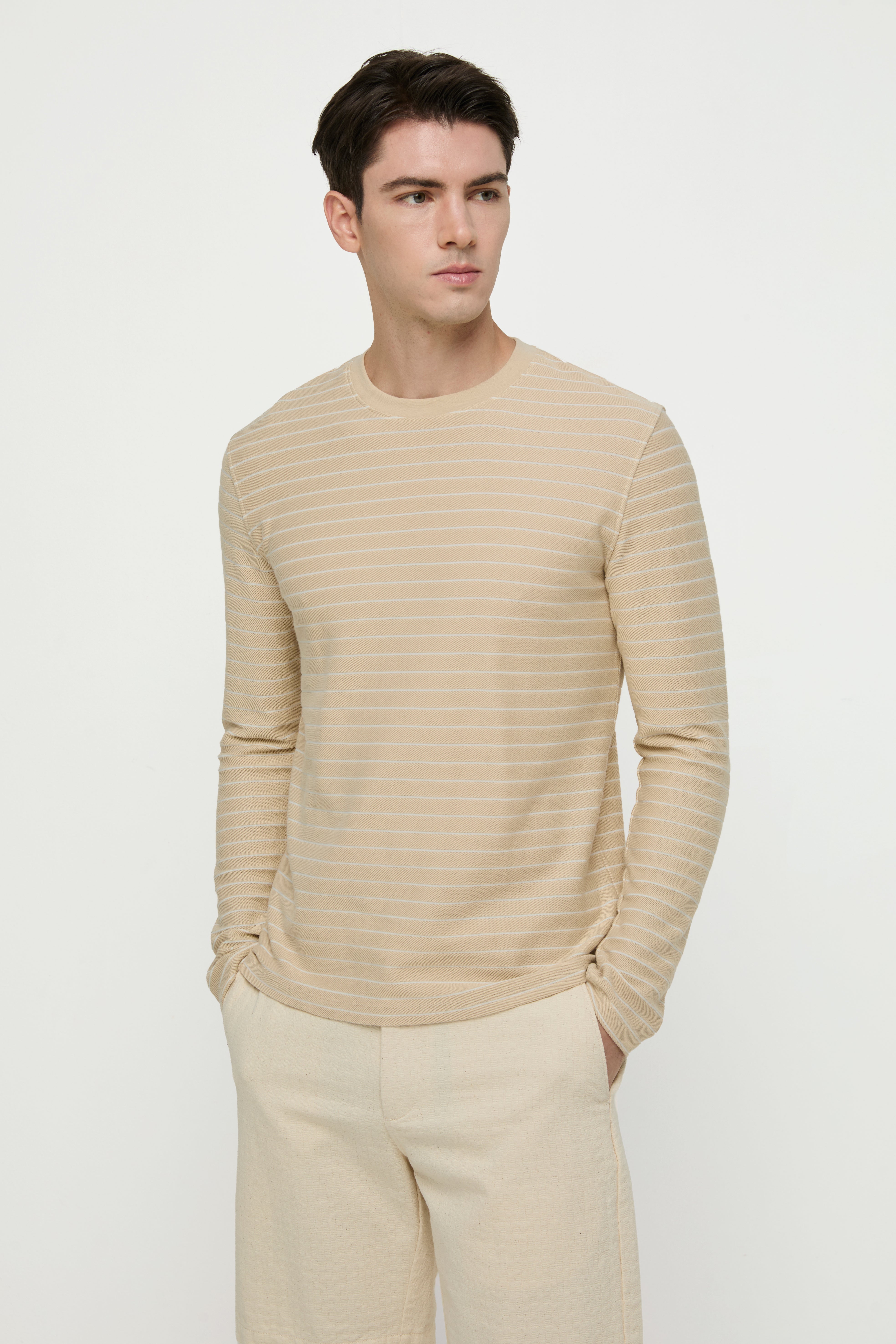 STRIPED JACQUARD LONG-SLEEVE TOP