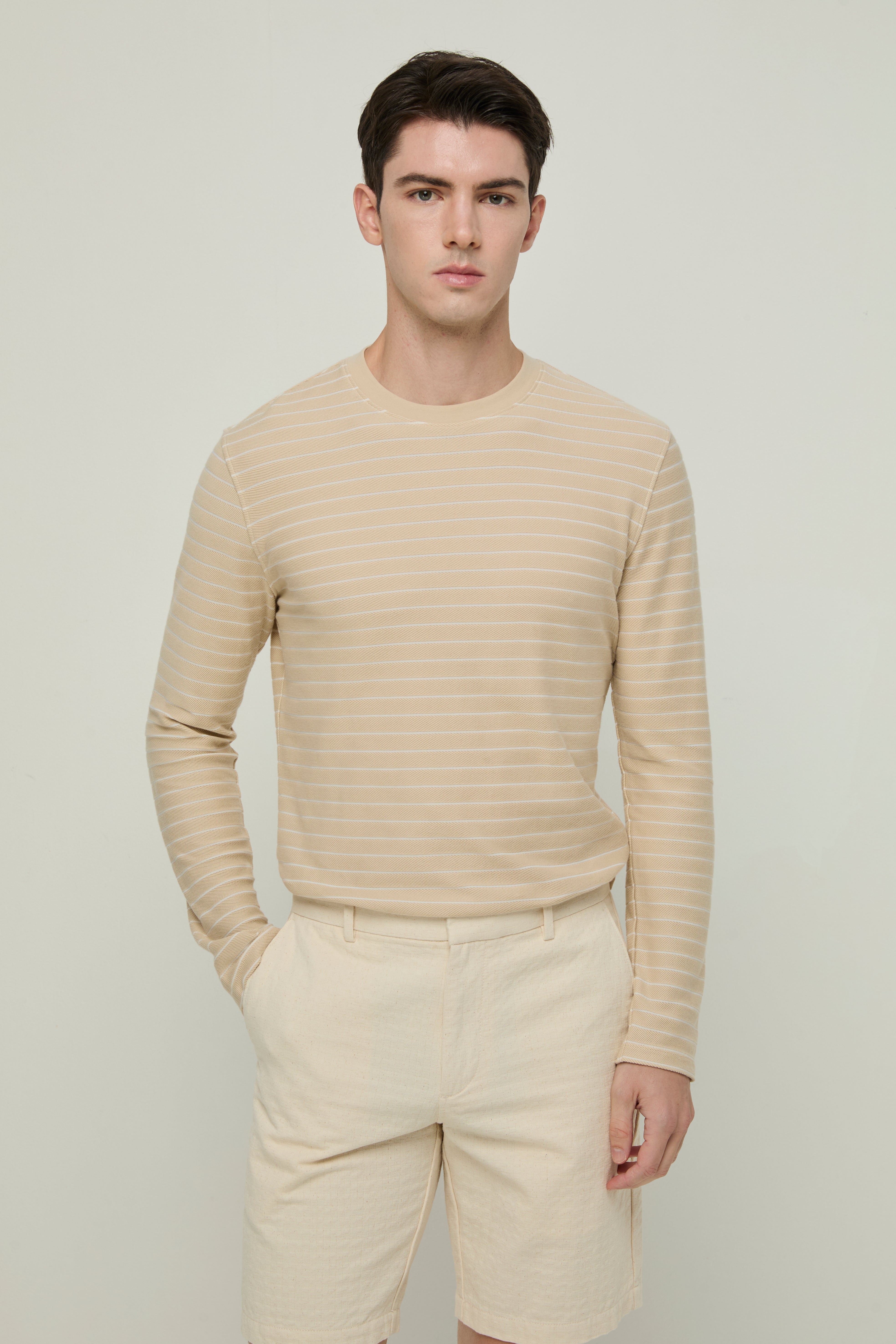 STRIPED JACQUARD LONG-SLEEVE TOP