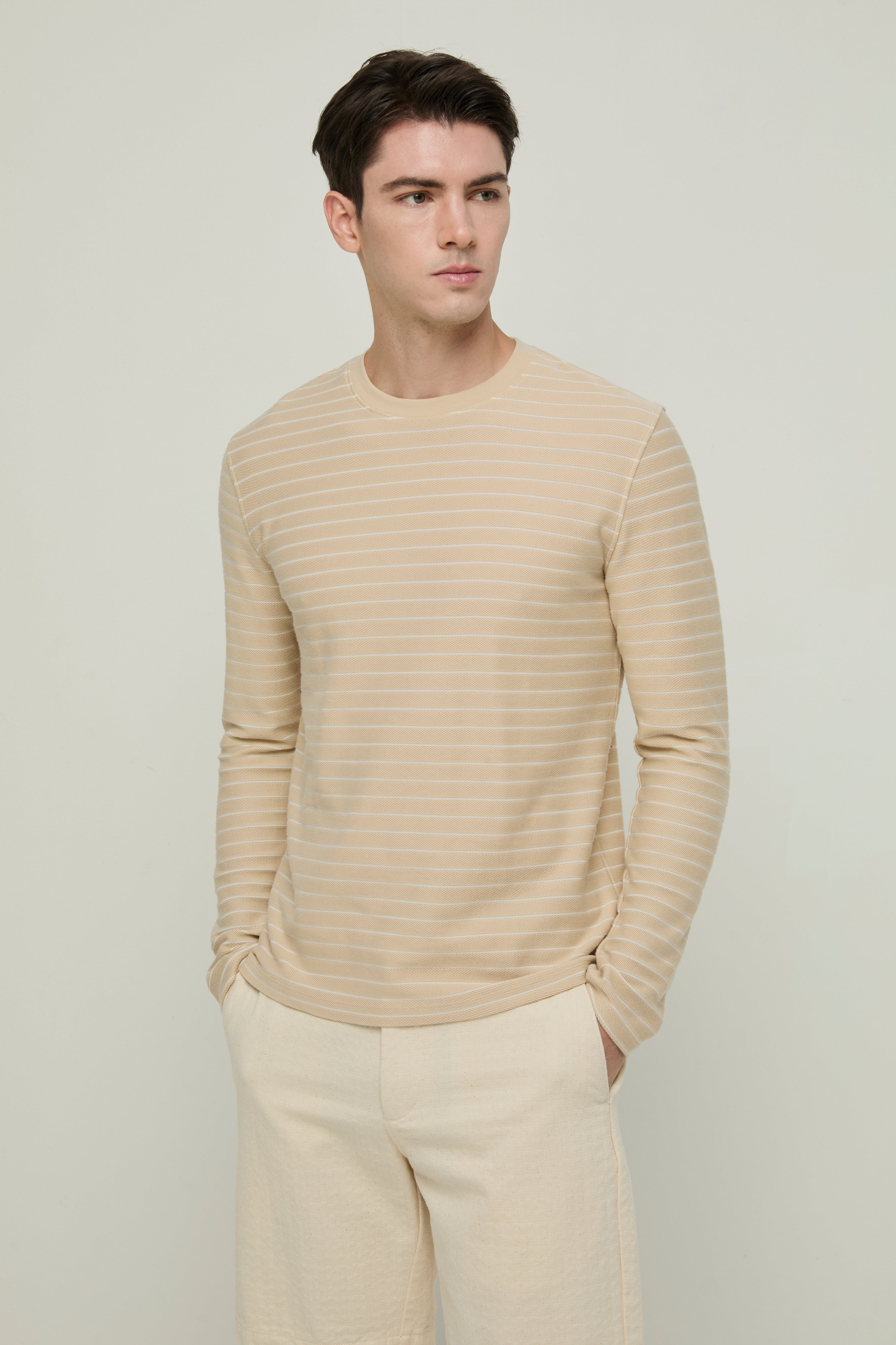 STRIPED JACQUARD LONG-SLEEVE TOP