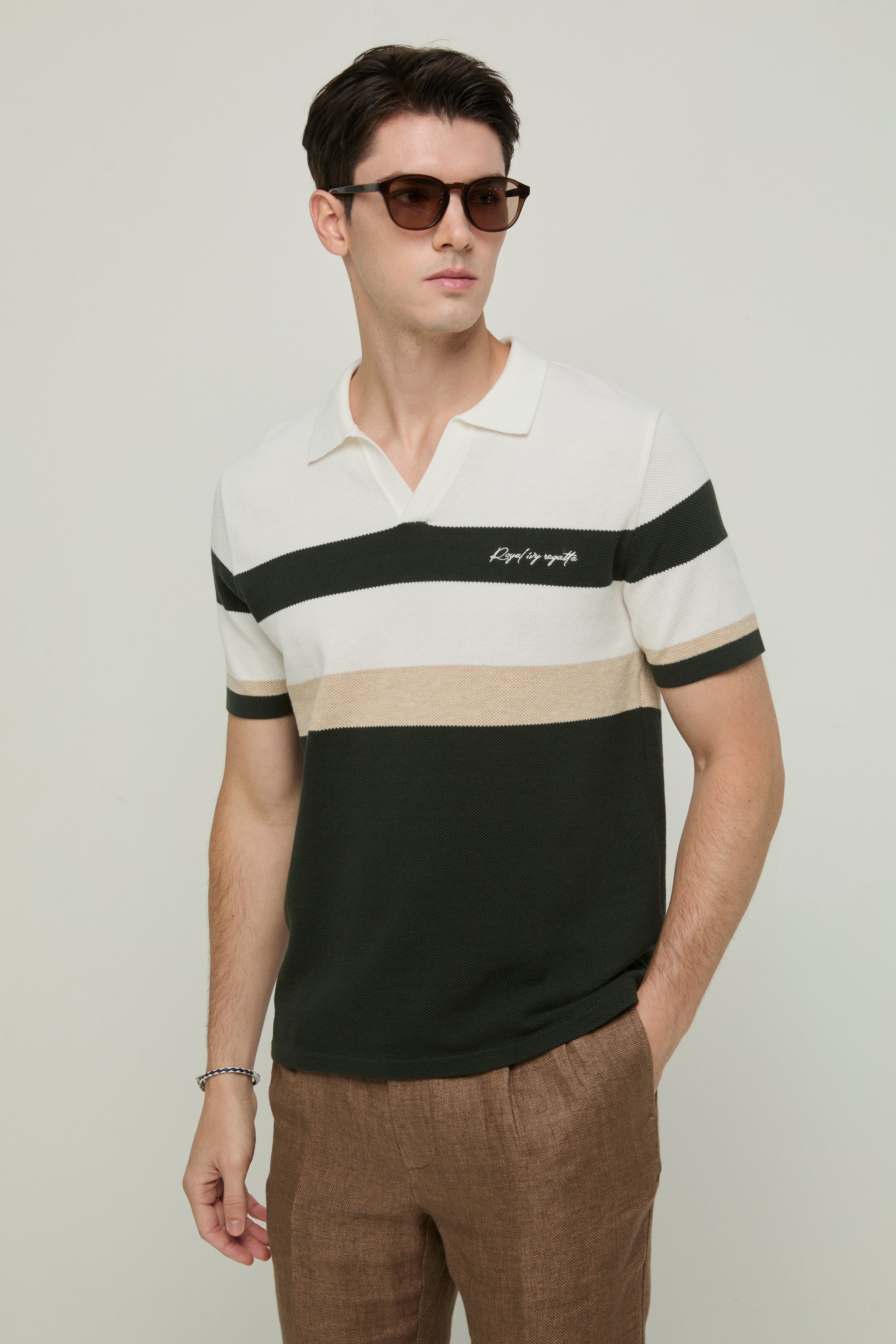 COLOUR BLOCK PIQUE KNIT POLO