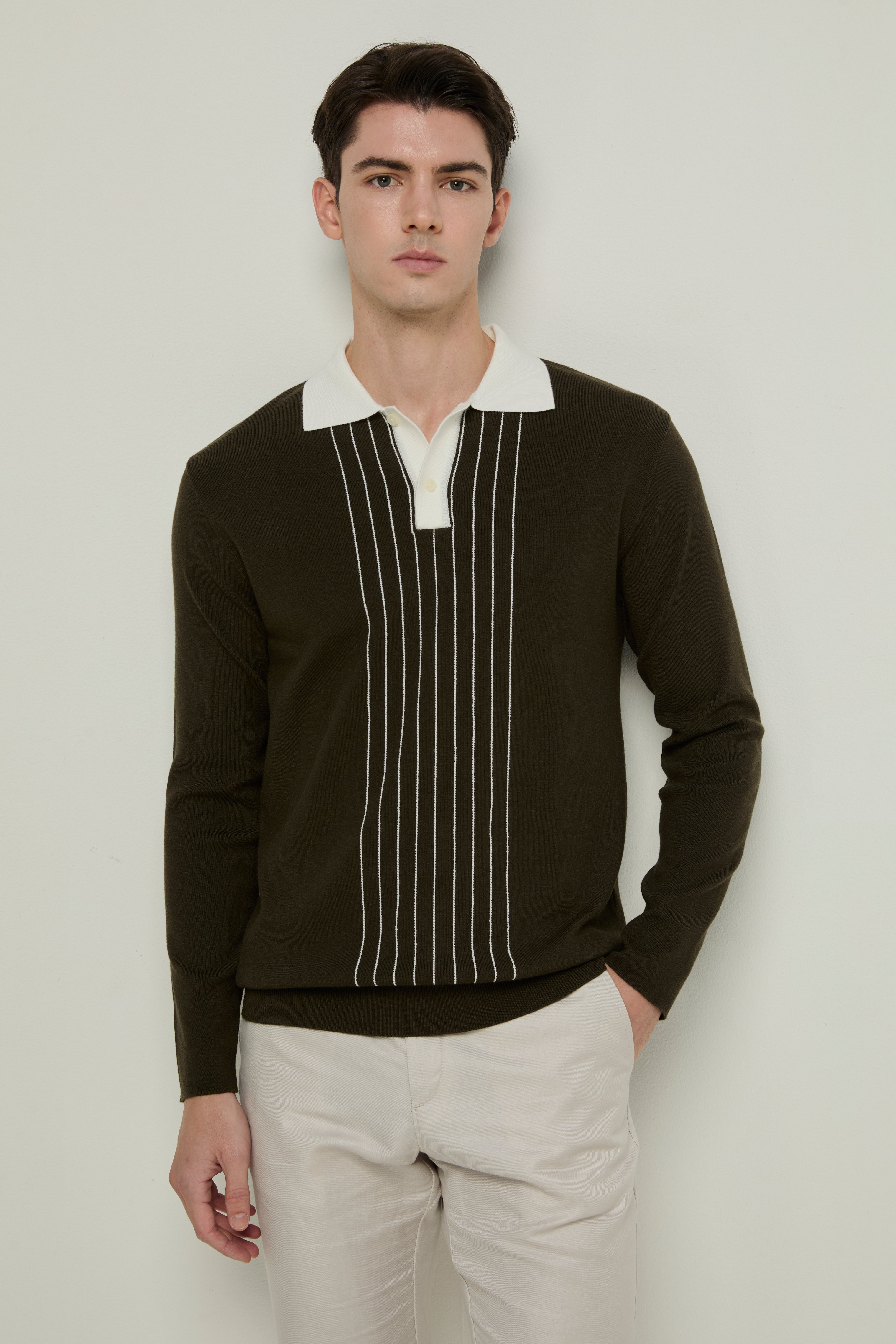 STRIPED KNITTED SWEAT POLO
