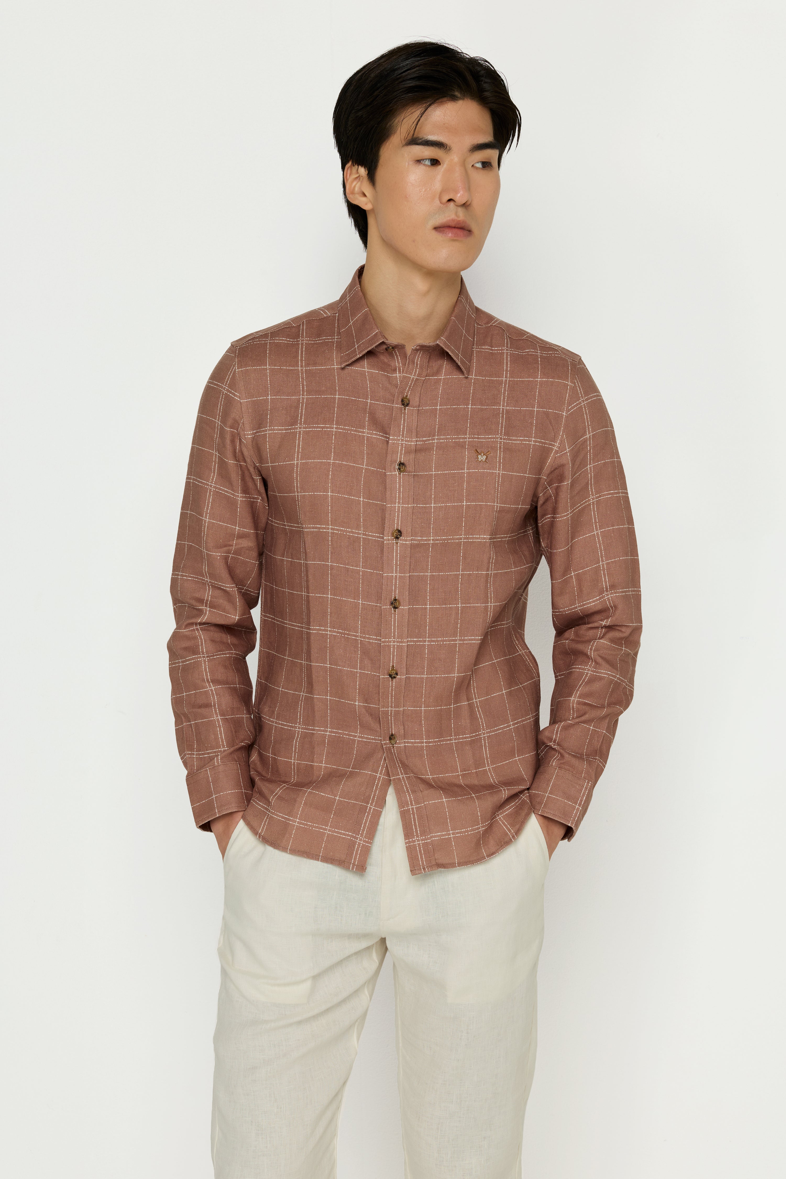 KNITTED LONG-SLEEVE POLO CHECK SHIRTS