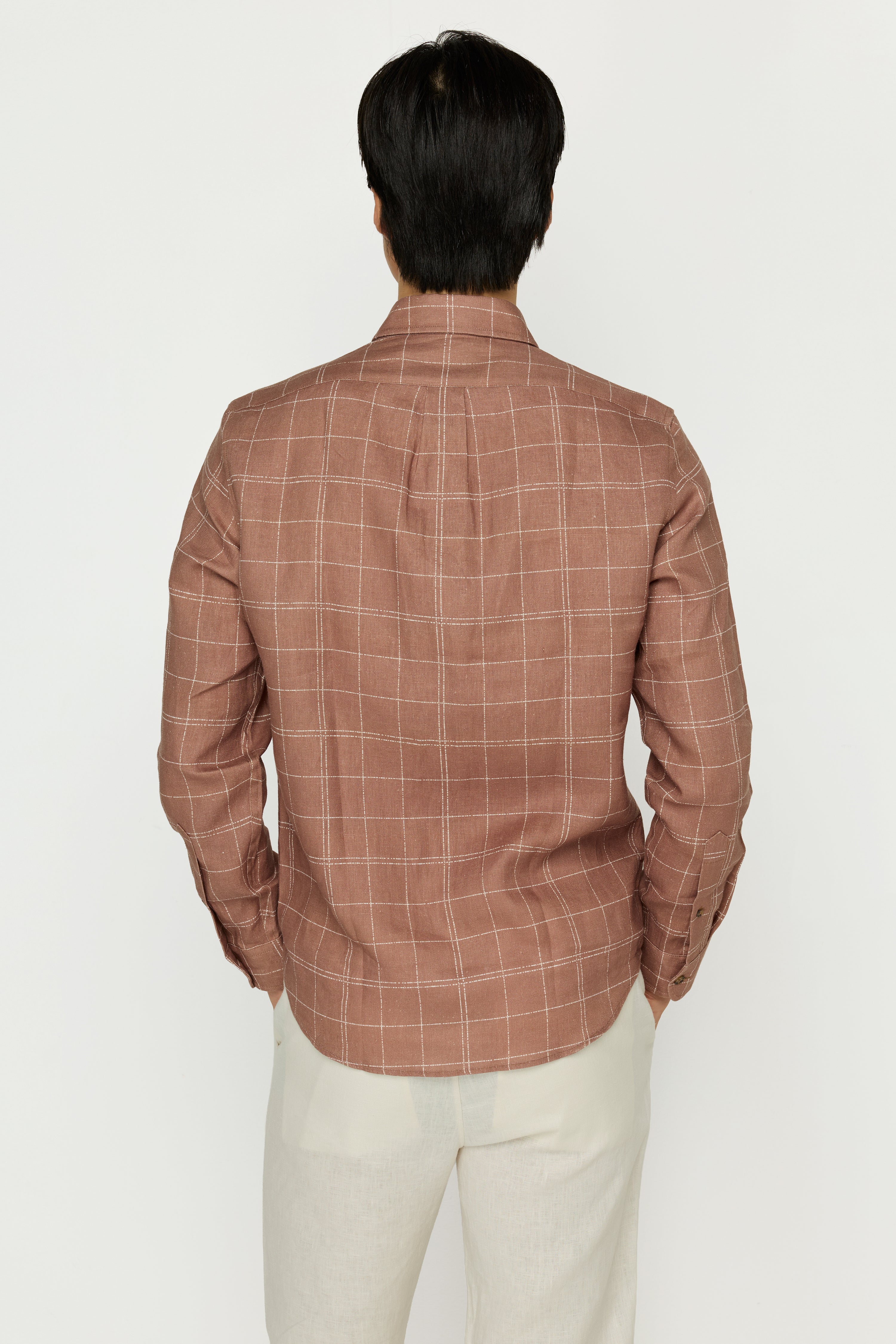 KNITTED LONG-SLEEVE POLO CHECK SHIRTS