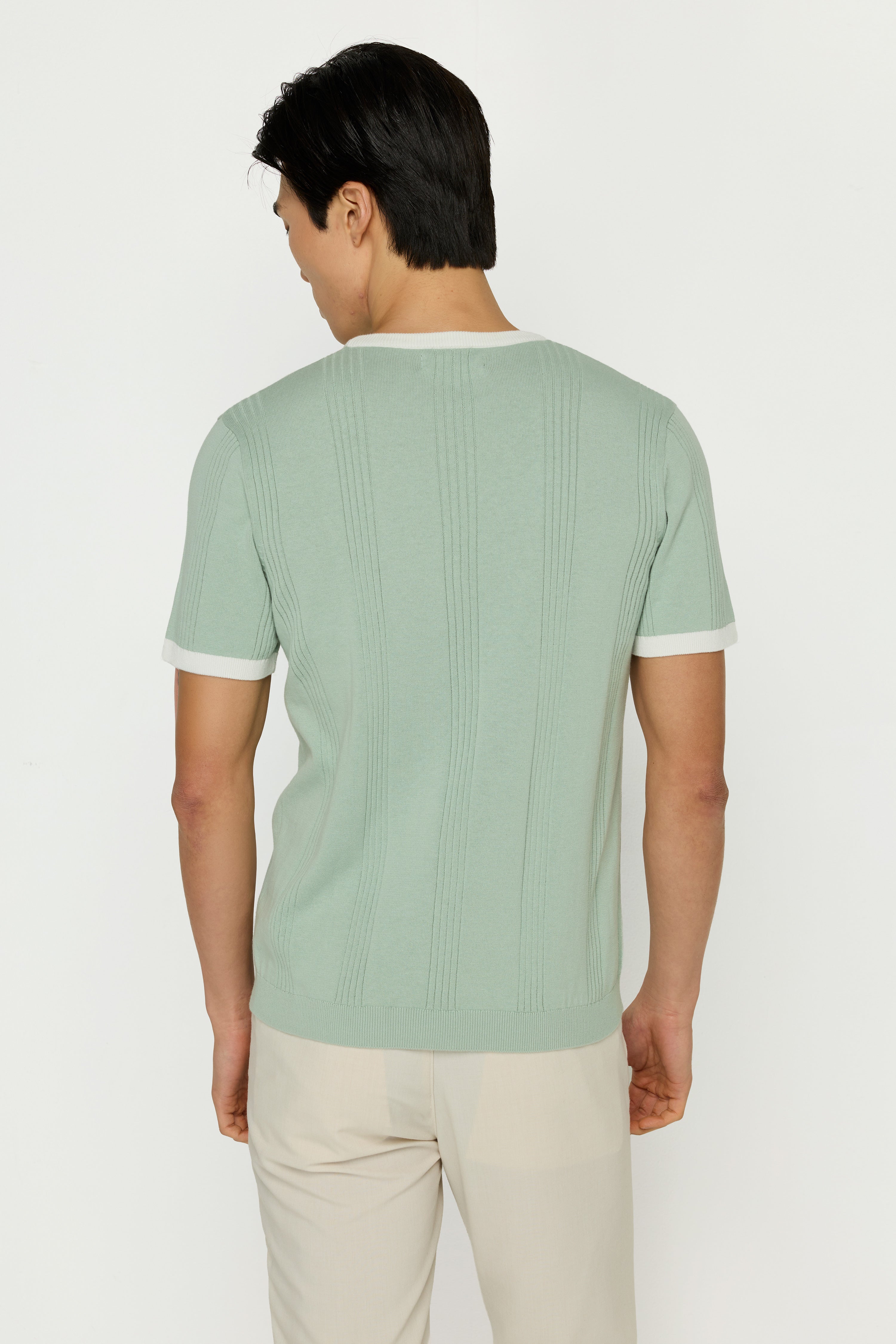 KNITWEAR  RIB STRIPE LOGO T-SHIRTS