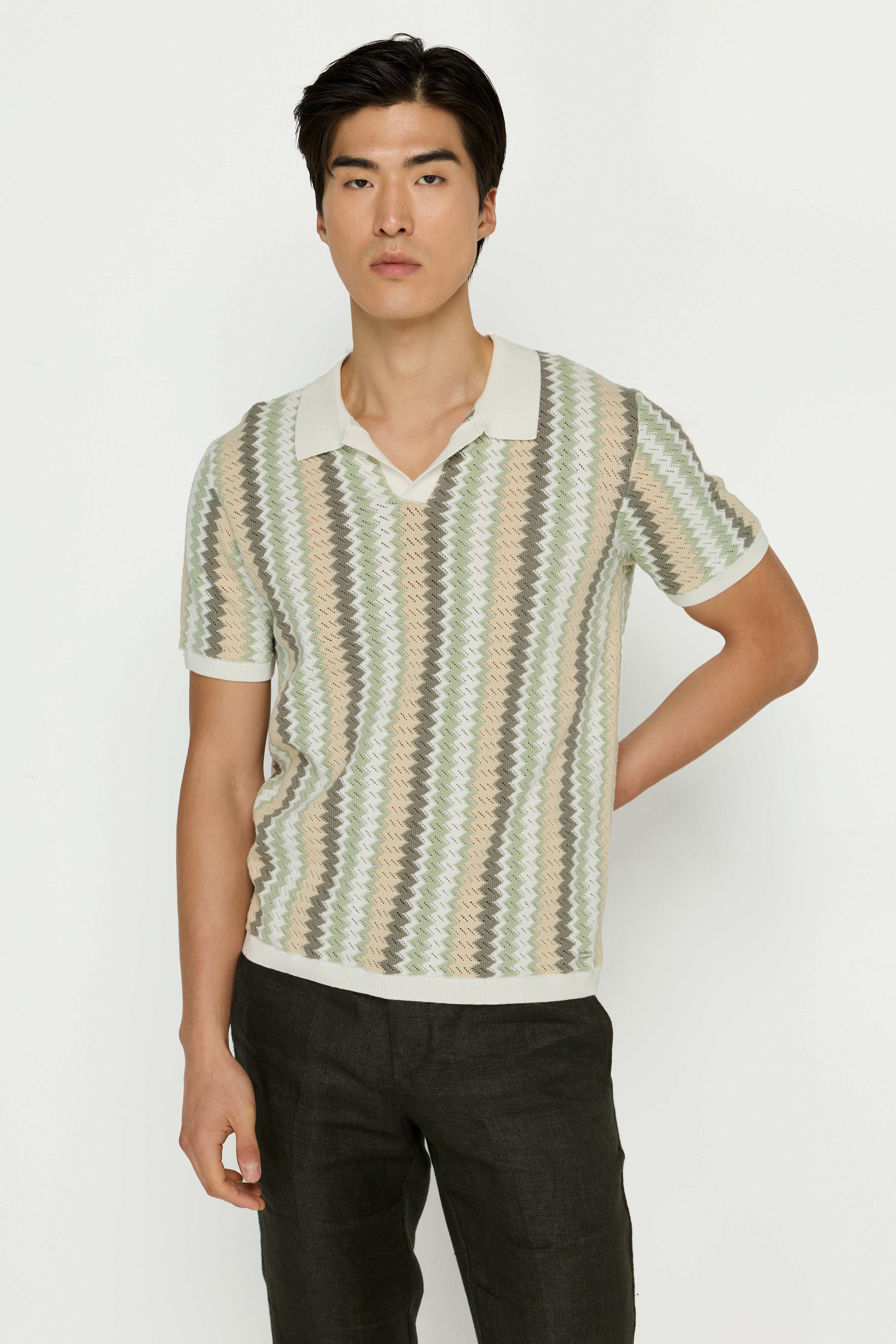 KNITWEAR OPEN COLLAR POLO SHIRT