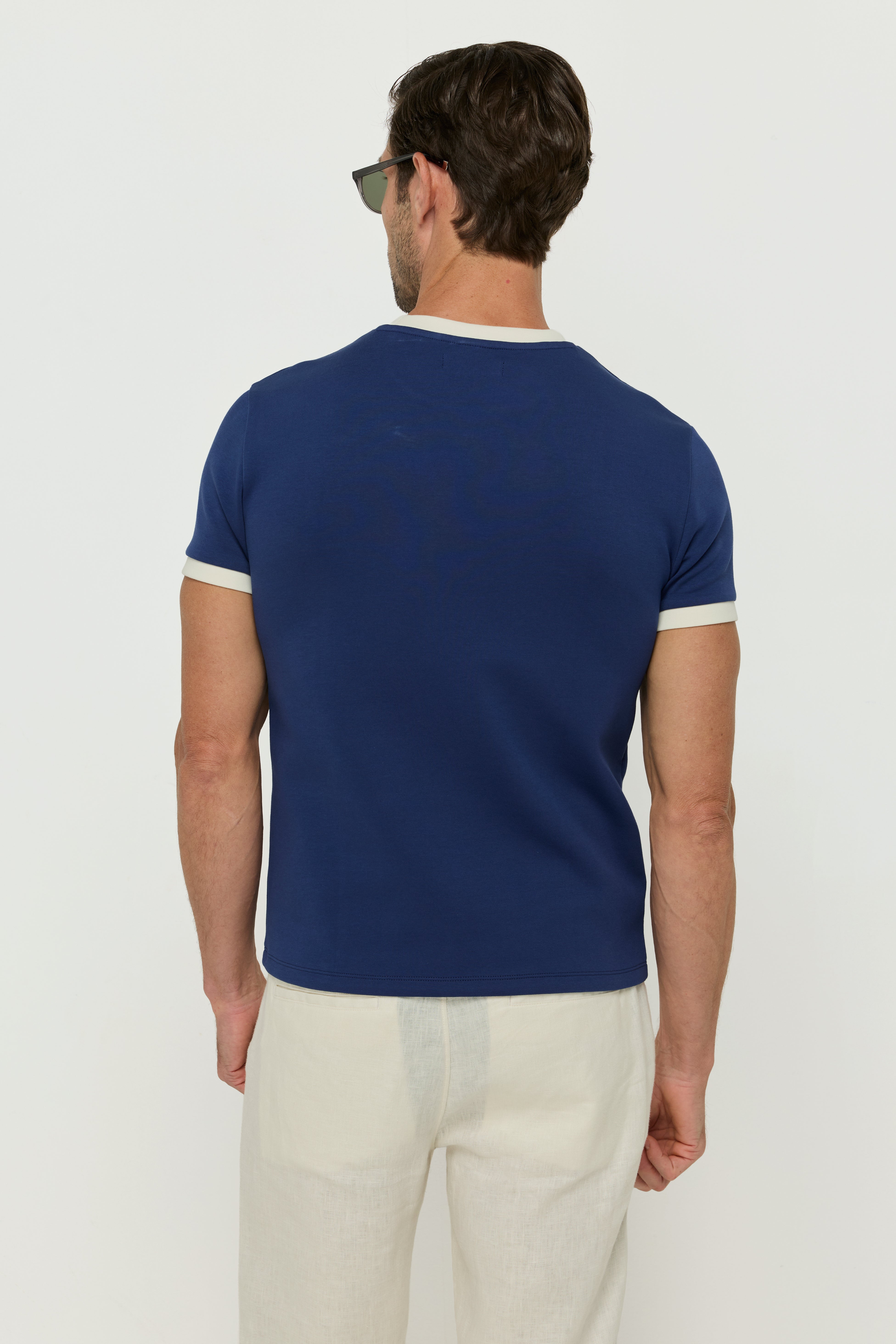 เสื้อยืดพิมพ์ลาย RIR สีน้ำเงินเข้ม