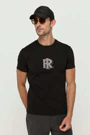 เสื้อยืดสีดำพิมพ์ลาย RIR