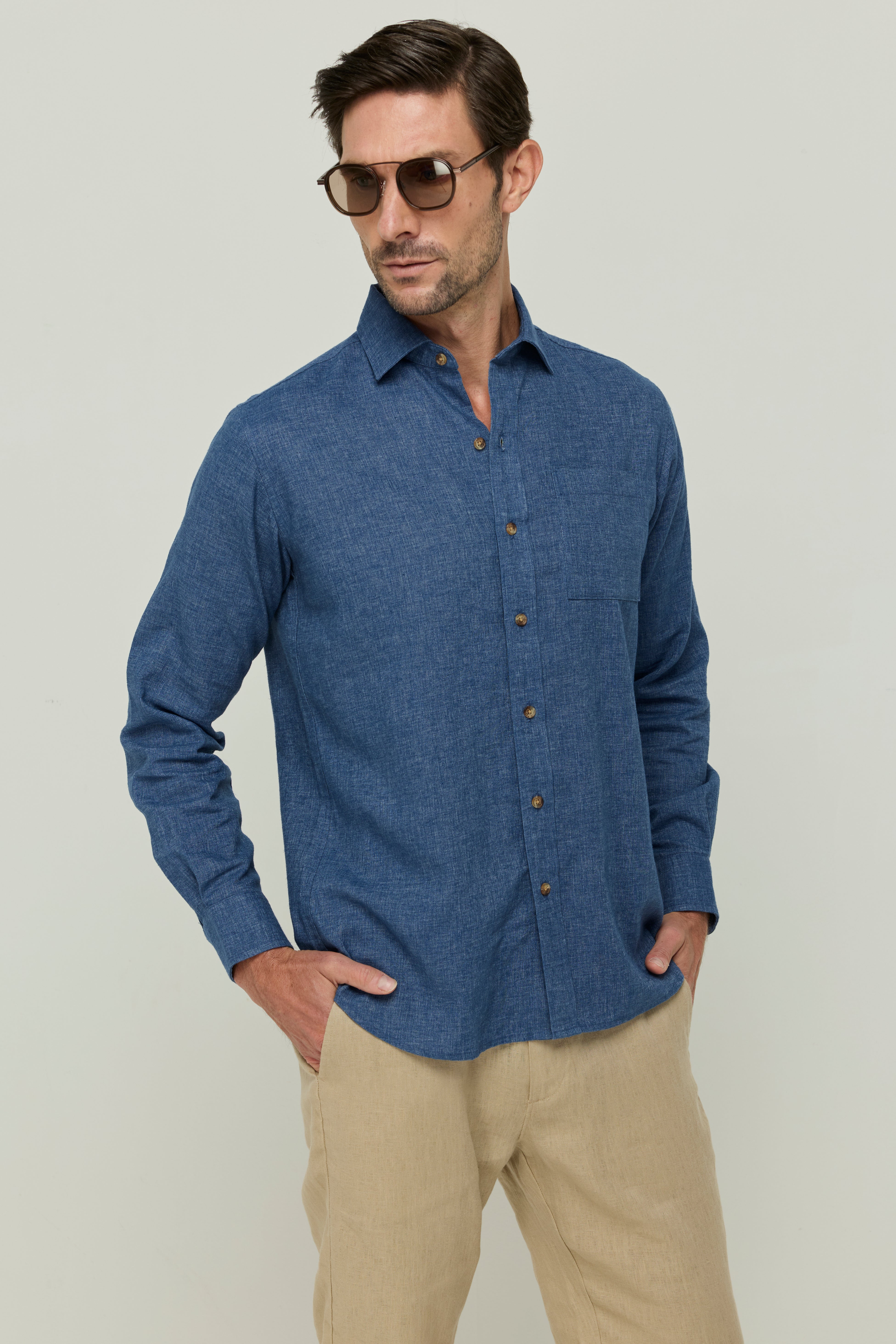 LINEN  DENIM YARN DYED SHIRTS