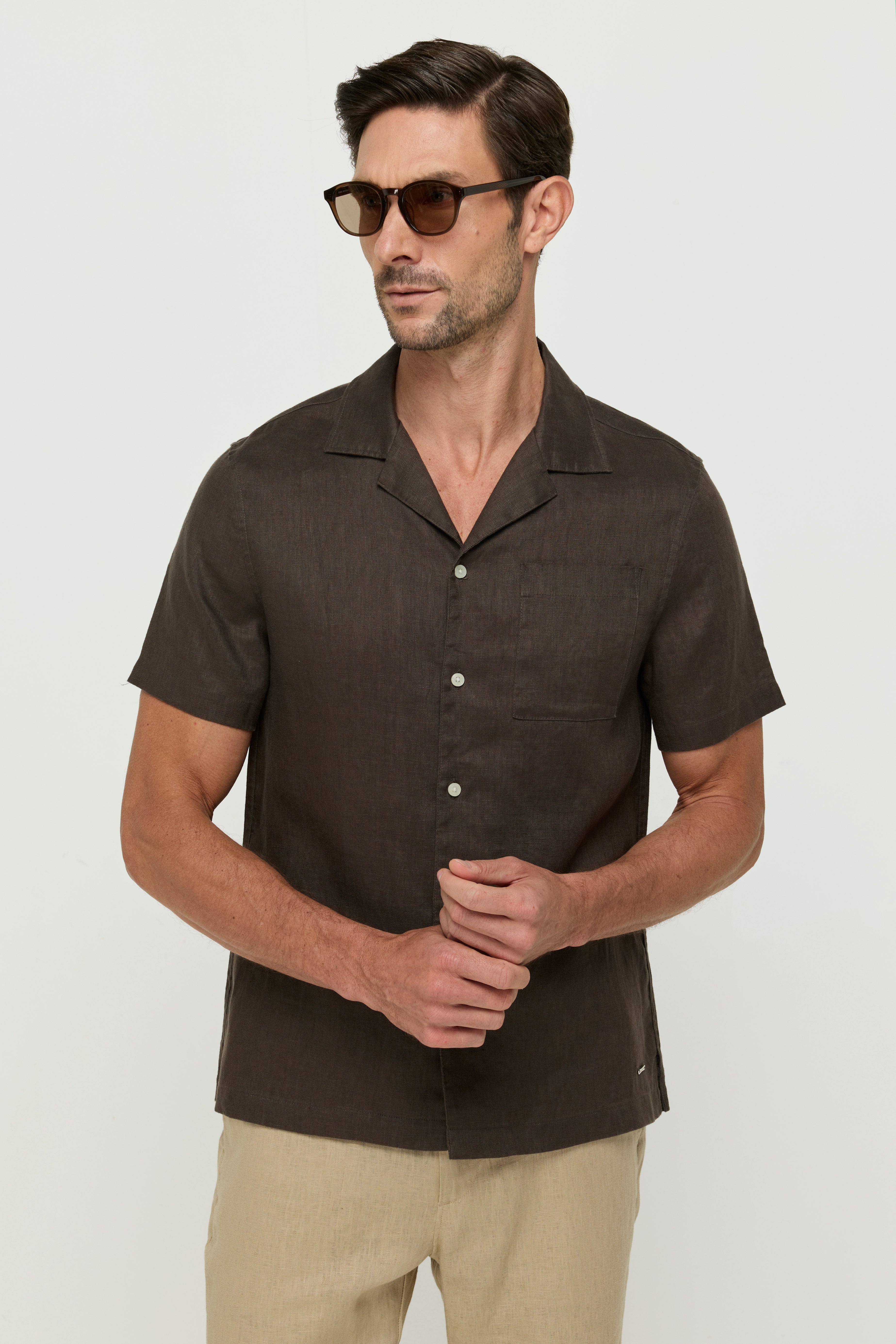 เสื้อเชิ้ตผ้าลินินถัก