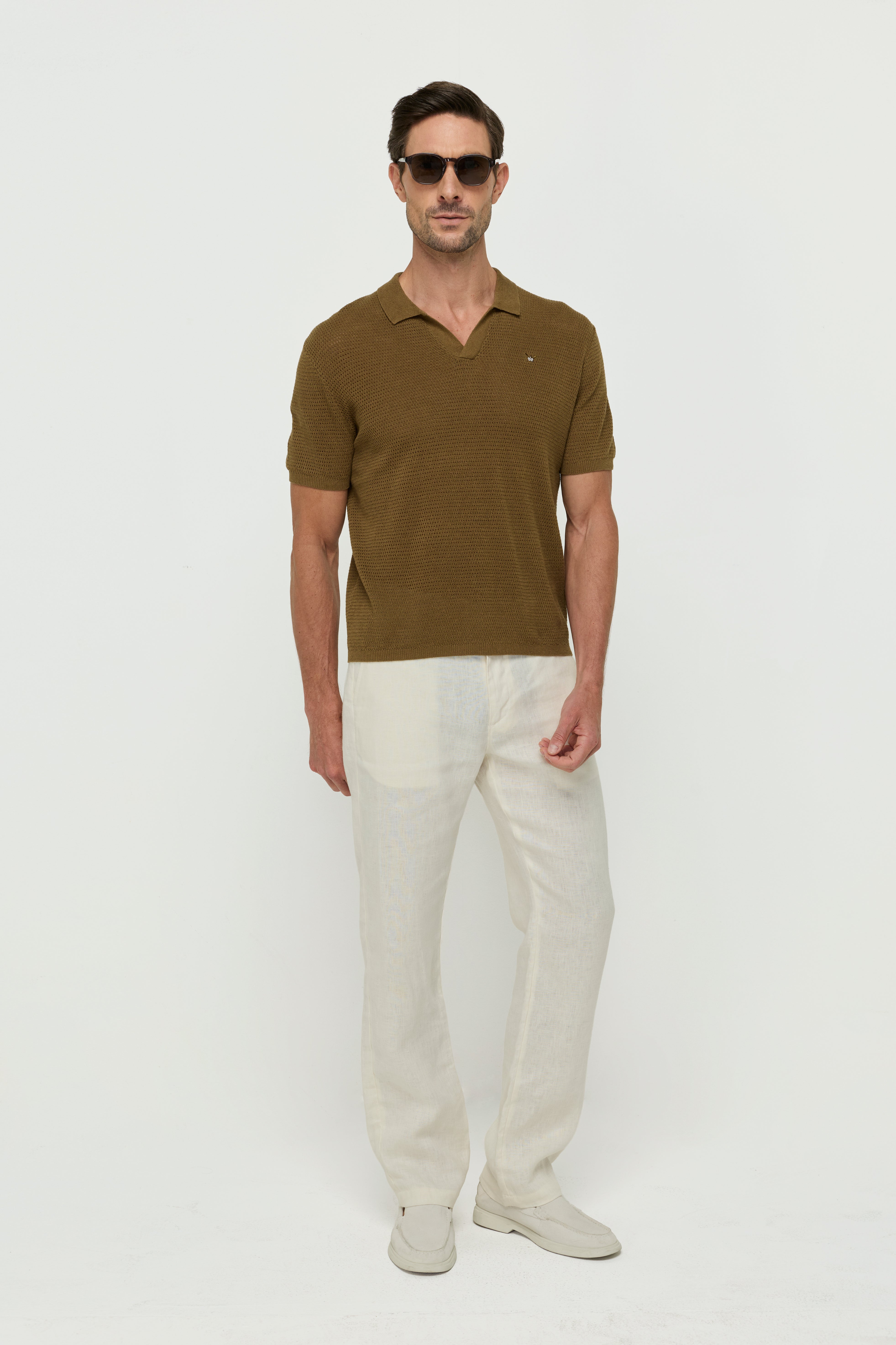 เสื้อโปโลถักลายฉลุ