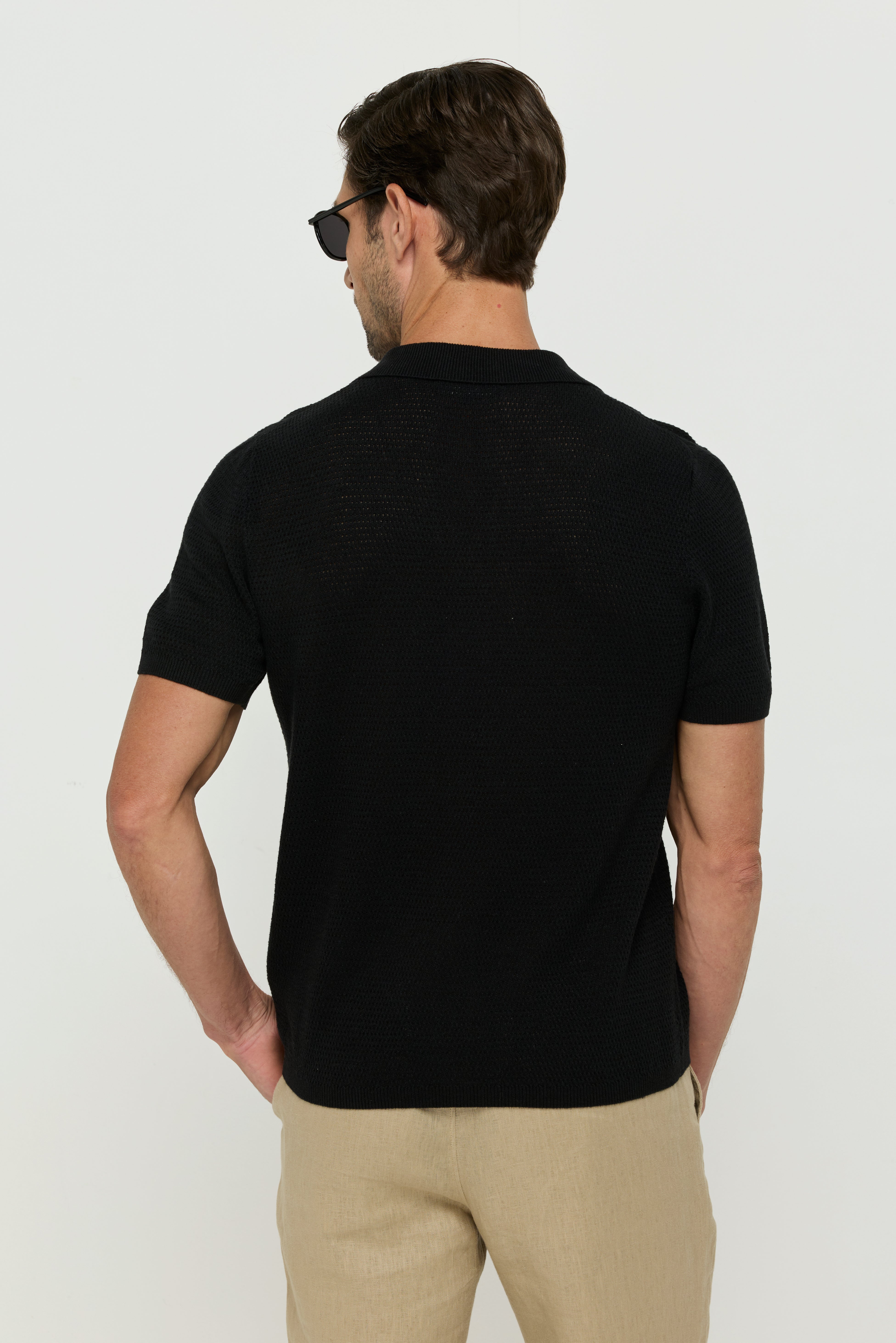 OPEN-KNIT BUTTON-THROUGH SHIRT