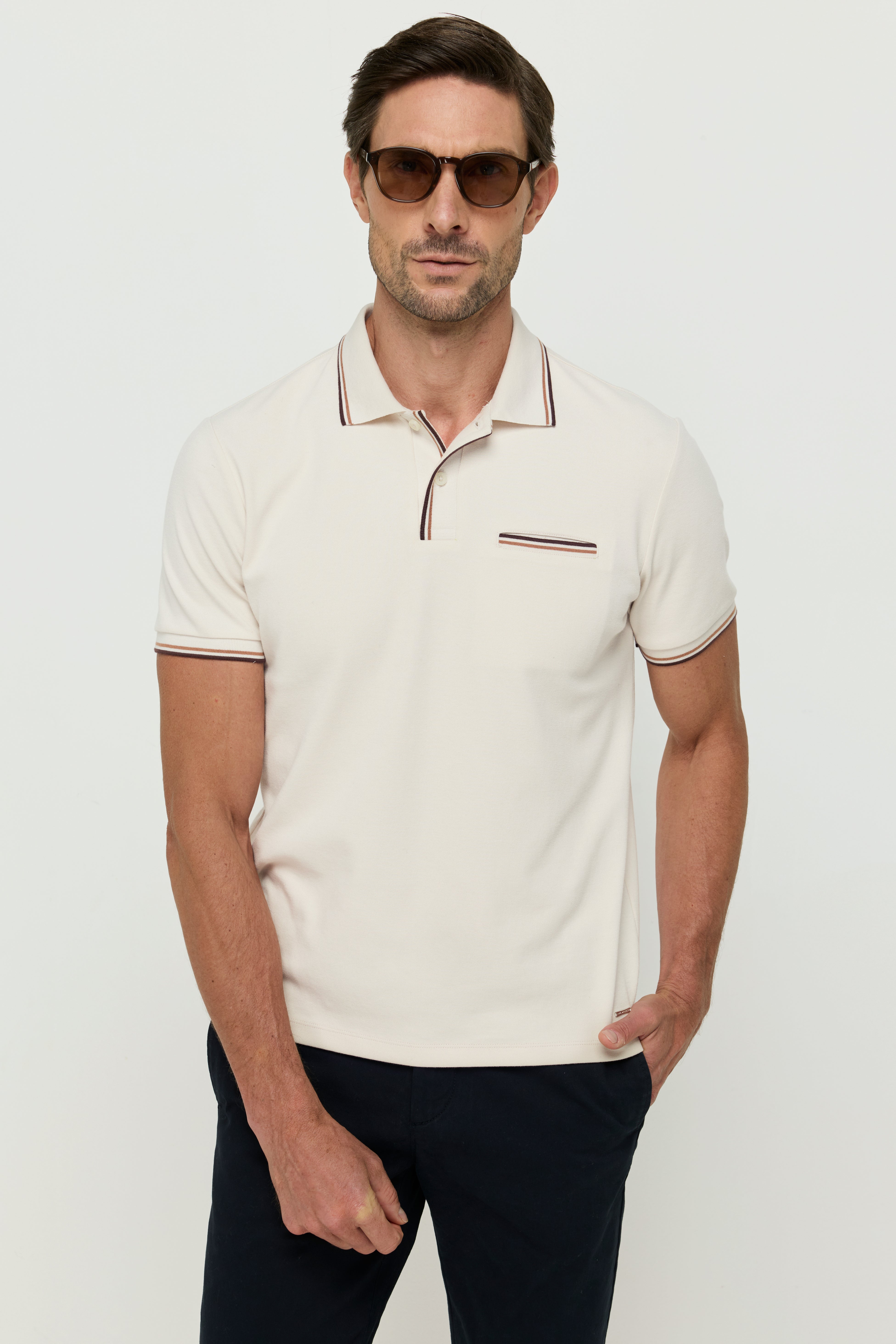 เสื้อโปโลลายทางผ้าปิเก้