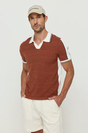 CONTRAST PANEL KNIT POLO T-SHIRT